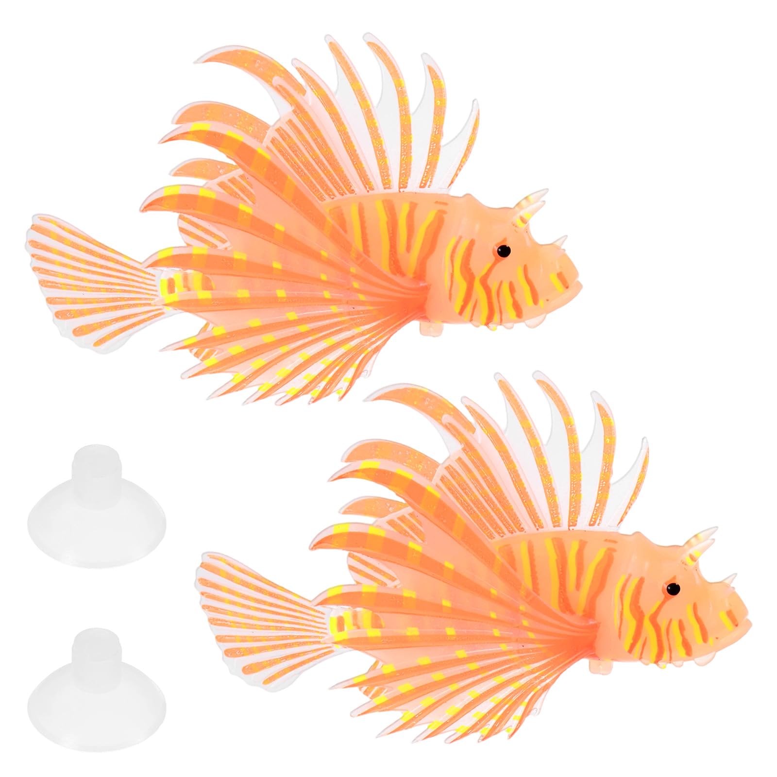 M METERXITY 2-Pack Artificial Glowing Lion Fish 4.53"x2.95", Orange