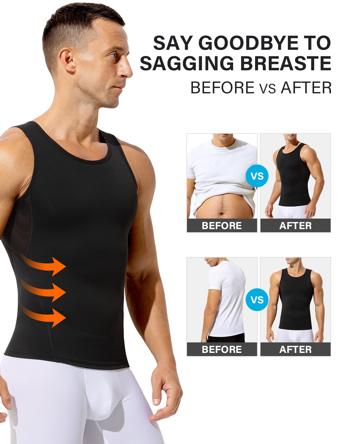 Canotte Compressione Uomo, Shapewear Maglietta Contenitiva Snellente Intimo Sportivo Fitness Canottiera - 5