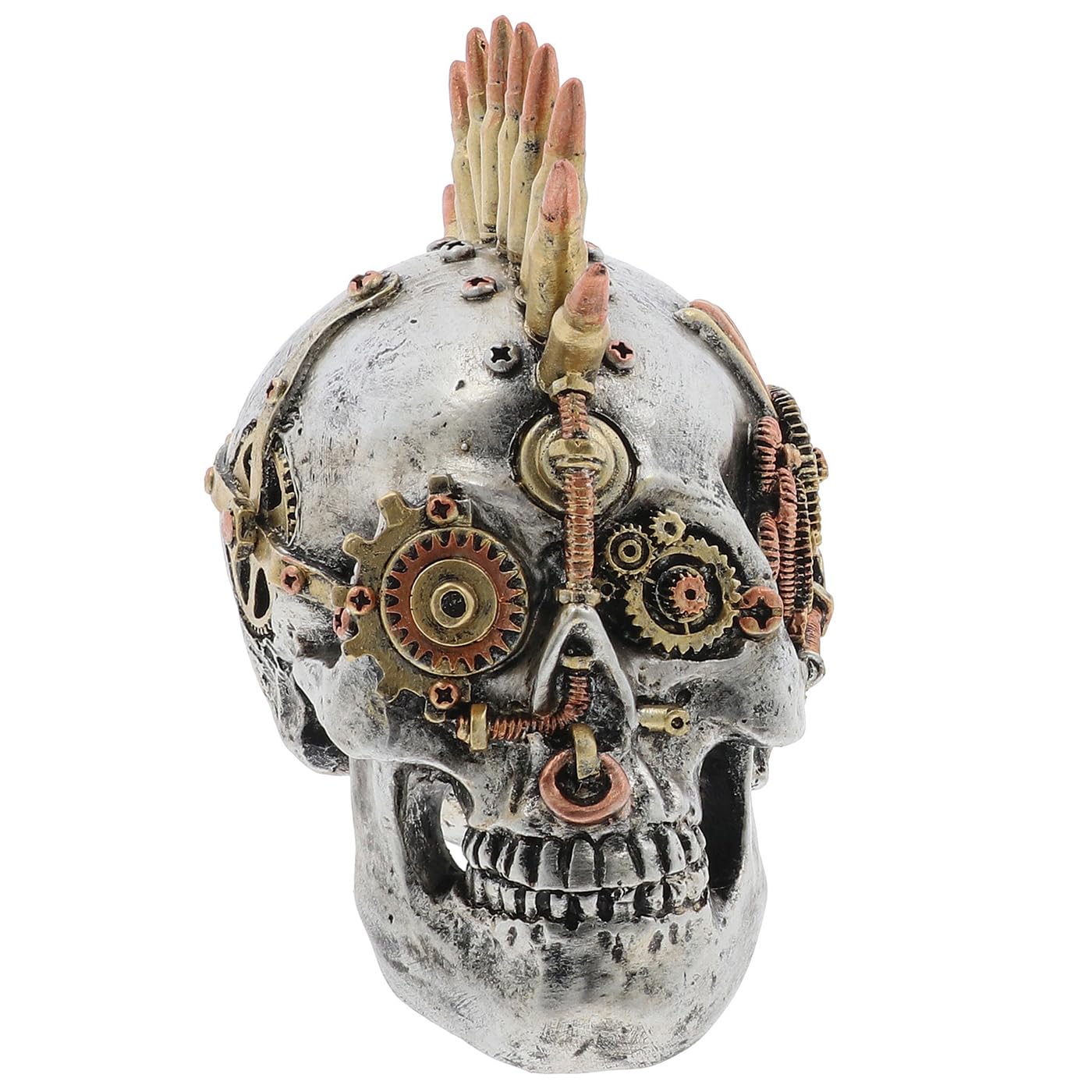 Gentleman Joe Steampunk Skeleton Collection - Skelly, Mowhawk Skull, Reaper and Rasta Skull Sculptures (Skull with Mohawk)