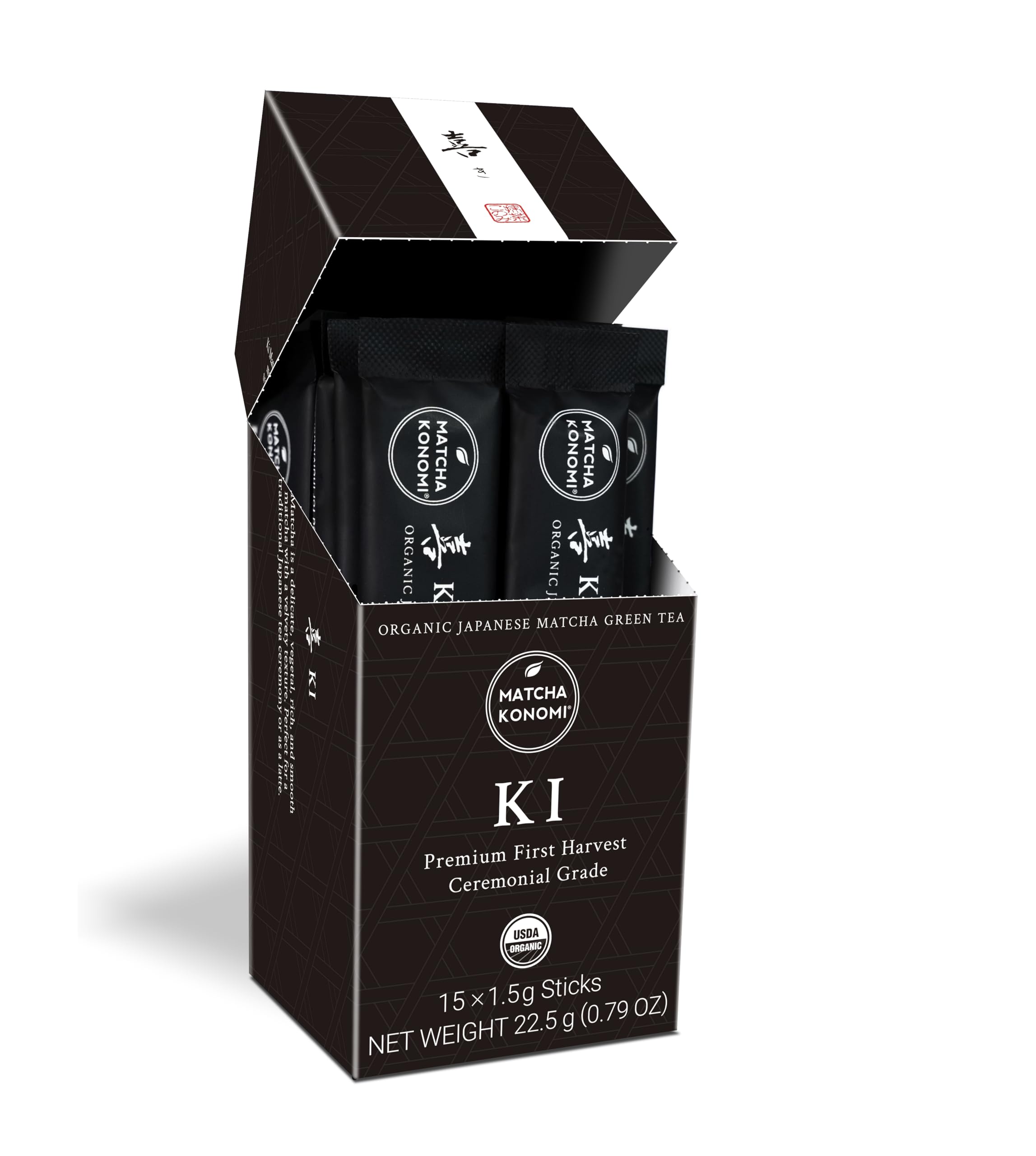 Ki Matcha 15 x 1 5g Sticks - Organic Premium Ceremonial Japanese Matcha Green Tea Powder - First