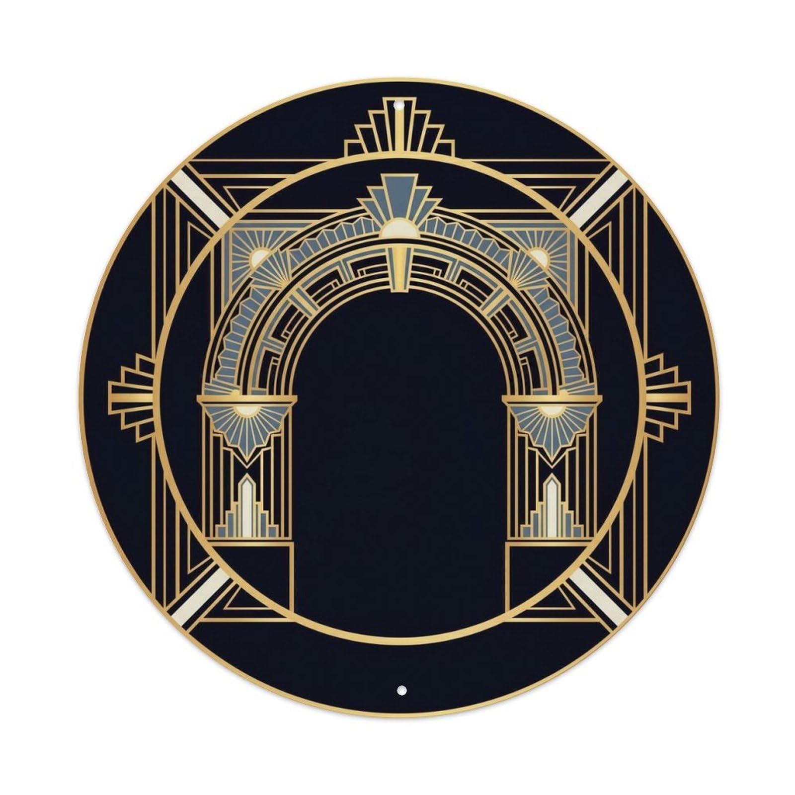 Bridge Arch Architecture Deco Style Vintage City Landmark Metal Tin Sign Plaque Wall Decor for Cafe, Man Cave, Club Bar, Office, Home Garden Round Metal Poster 8x8Inch