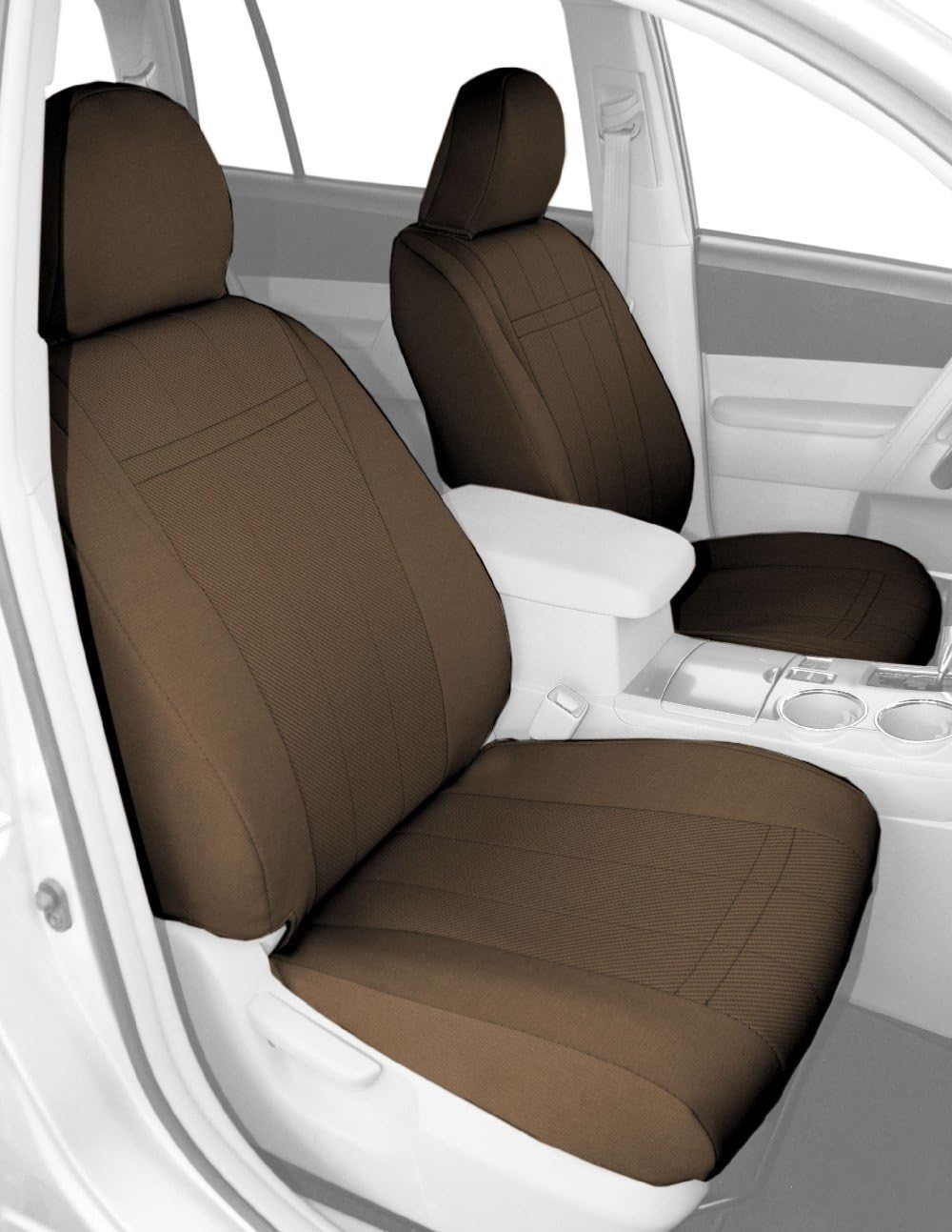 CalTrend Front Buckets Seats, EuroSport Seat Covers for 2008-2022 Toyota Sequoia Beige Beige Insert and Trim