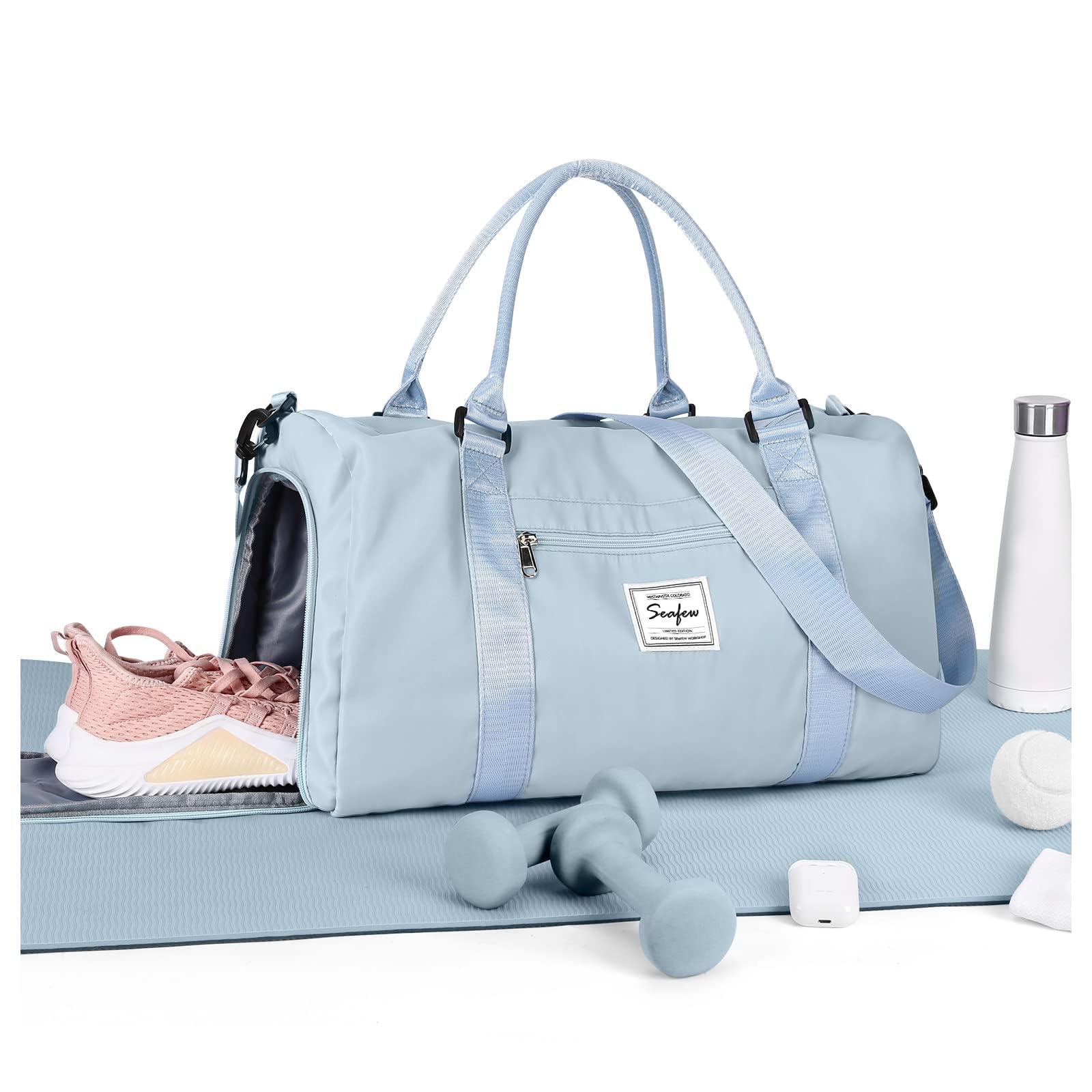 HYC00 Borsone Palestra Donna Uomo Borsa Sportiva con Scomparto Scarpe Borsone da Viaggio Sports Gym Bag Grande Borse da Palestra Piscina Donna Fitness Weekend Duffel Bag Borsa per Ospedale,H3-Azzurro