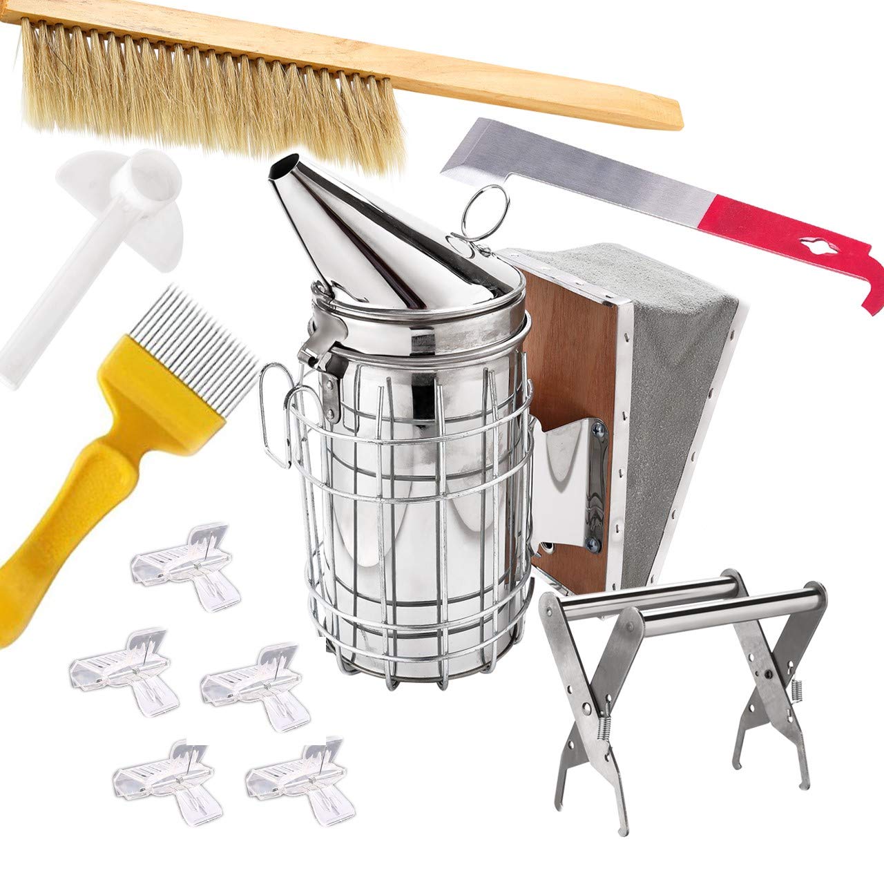 Beekeeping Tools Kit, ZffXH Bee Keeper Kit Beekeeping Veil Hat Beekeeping Smoker Kit Hive Smoker Pellet (108 Packs) For Beekeeping Beginners