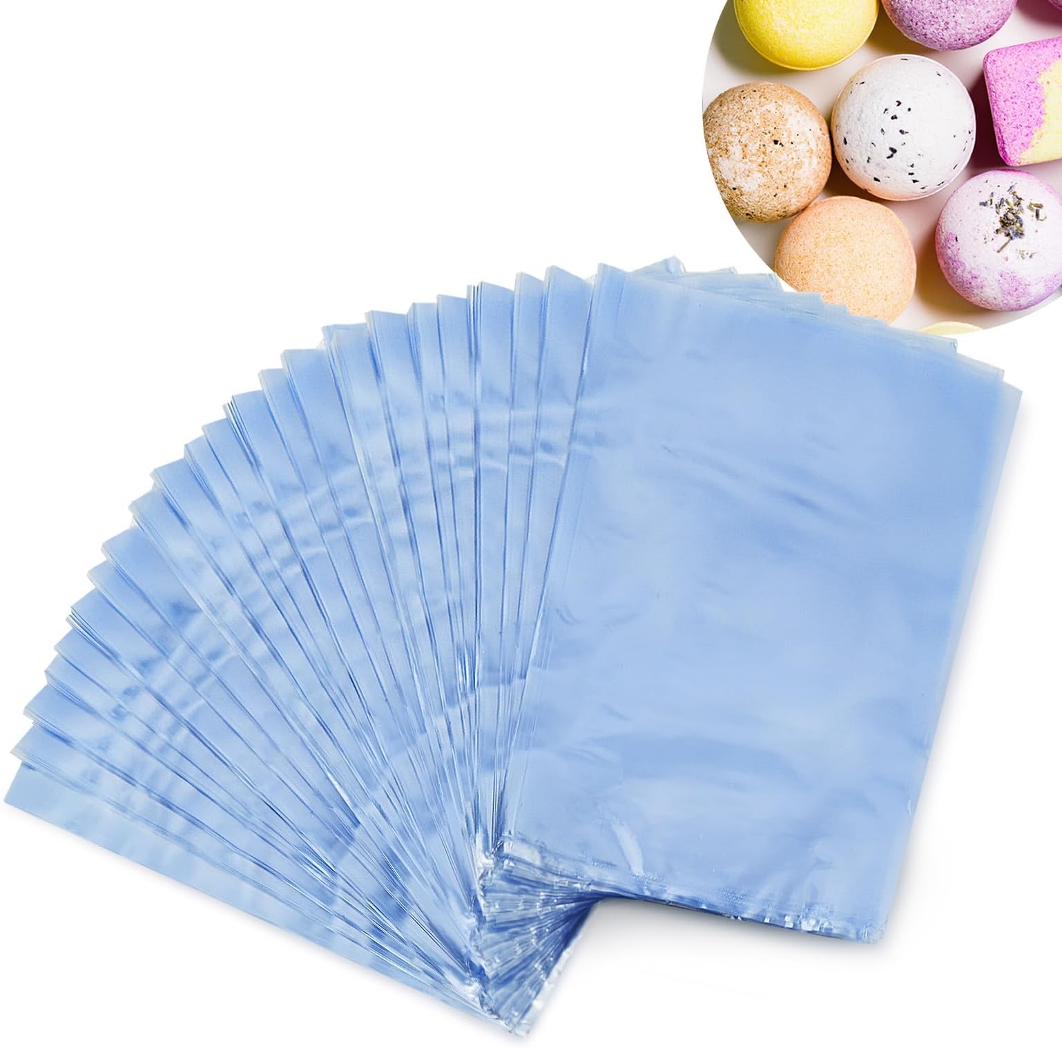 Pack of 300 shrink film bags (10 x 15 cm) PVC clear shrink film bags, shrink wrap bags for handmade soap, bath bombs and DIY crafts