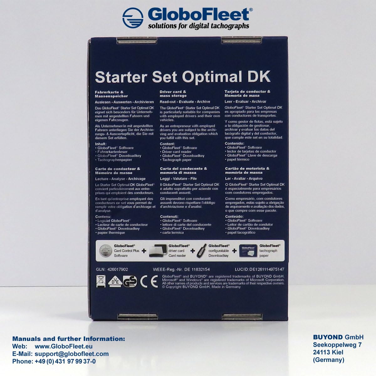 GloboFleet Starter Set Optimal DK II für kleinere und mittlere Unternehmen zum auslesen, auswerten und archivieren der Fahrerkarte, Chipkartenleser und 8GB Downloadkey II (USB Key) DTCO 4.1 ready