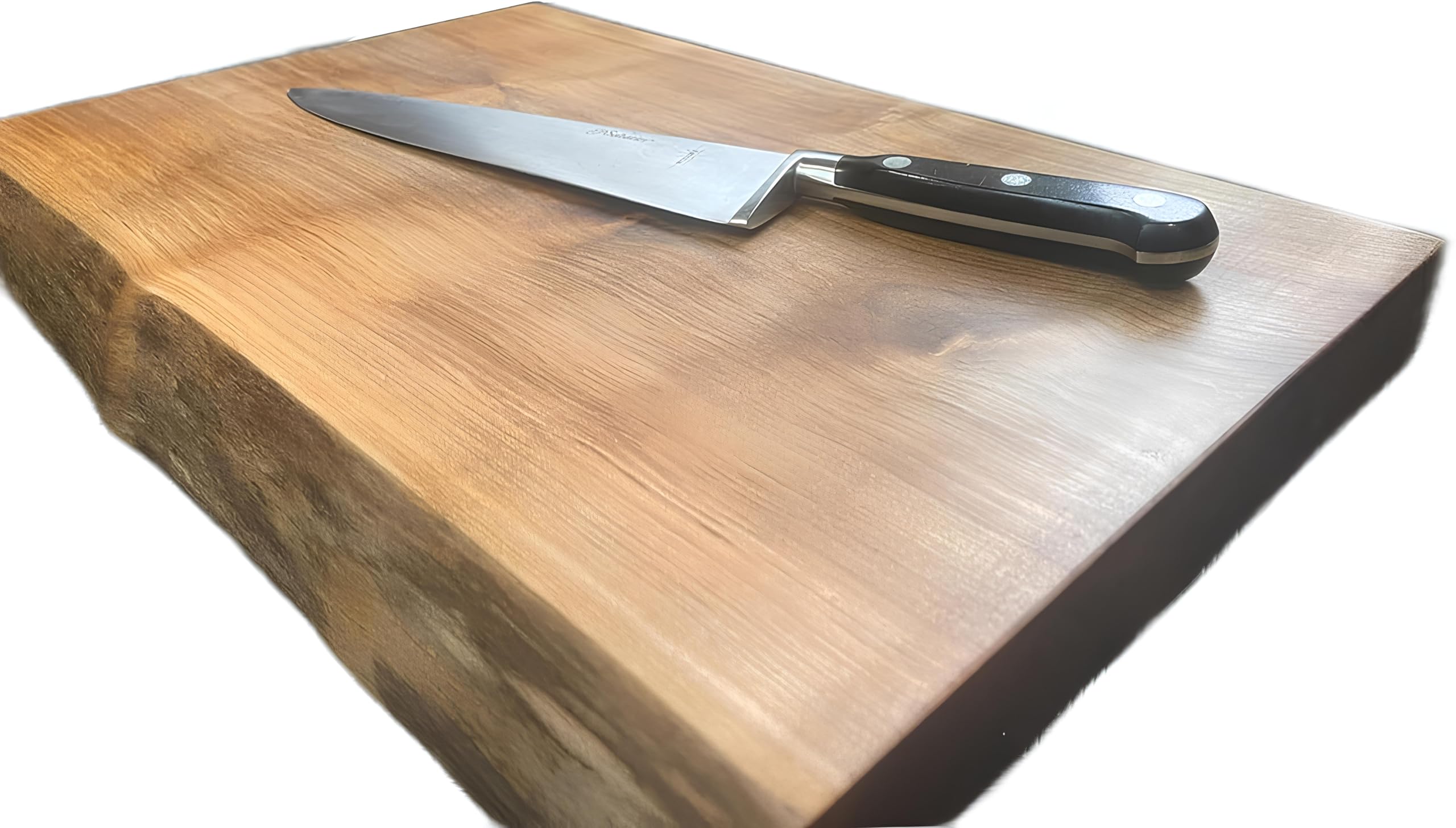Urban Reclamation Waney Edge Oak Chopping Board - Live Edge Cutting Board - Handmade James Martin Style with Rubber Feet (50cm x 20cm x 4cm)