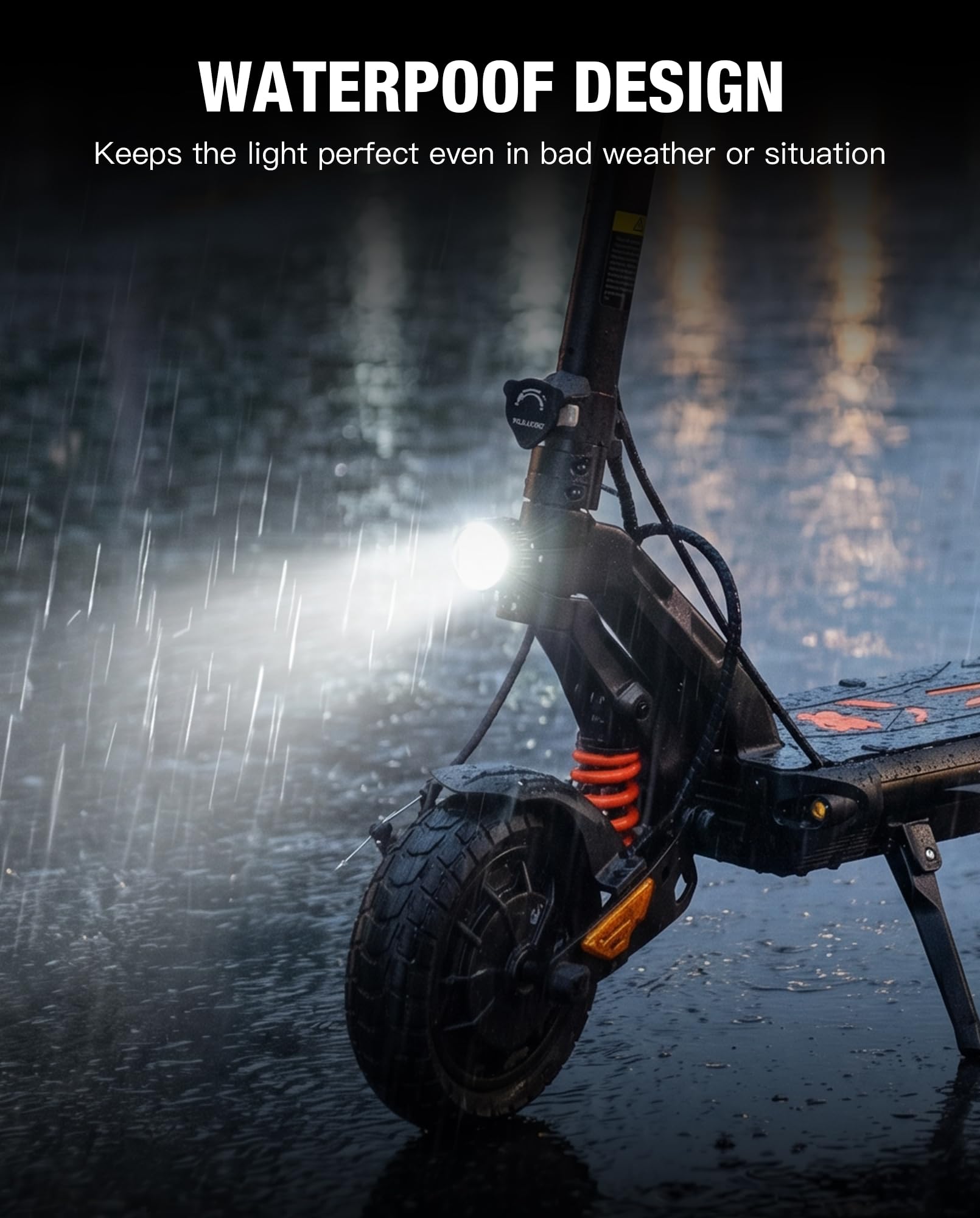 Phare avant LED ultra-lumineux compatible avec Kukirin G2 Master Kickscooter– Lampe de sécurité étanche et résistante aux chocs pour la conduite de nuit – Accessoire d'origine
