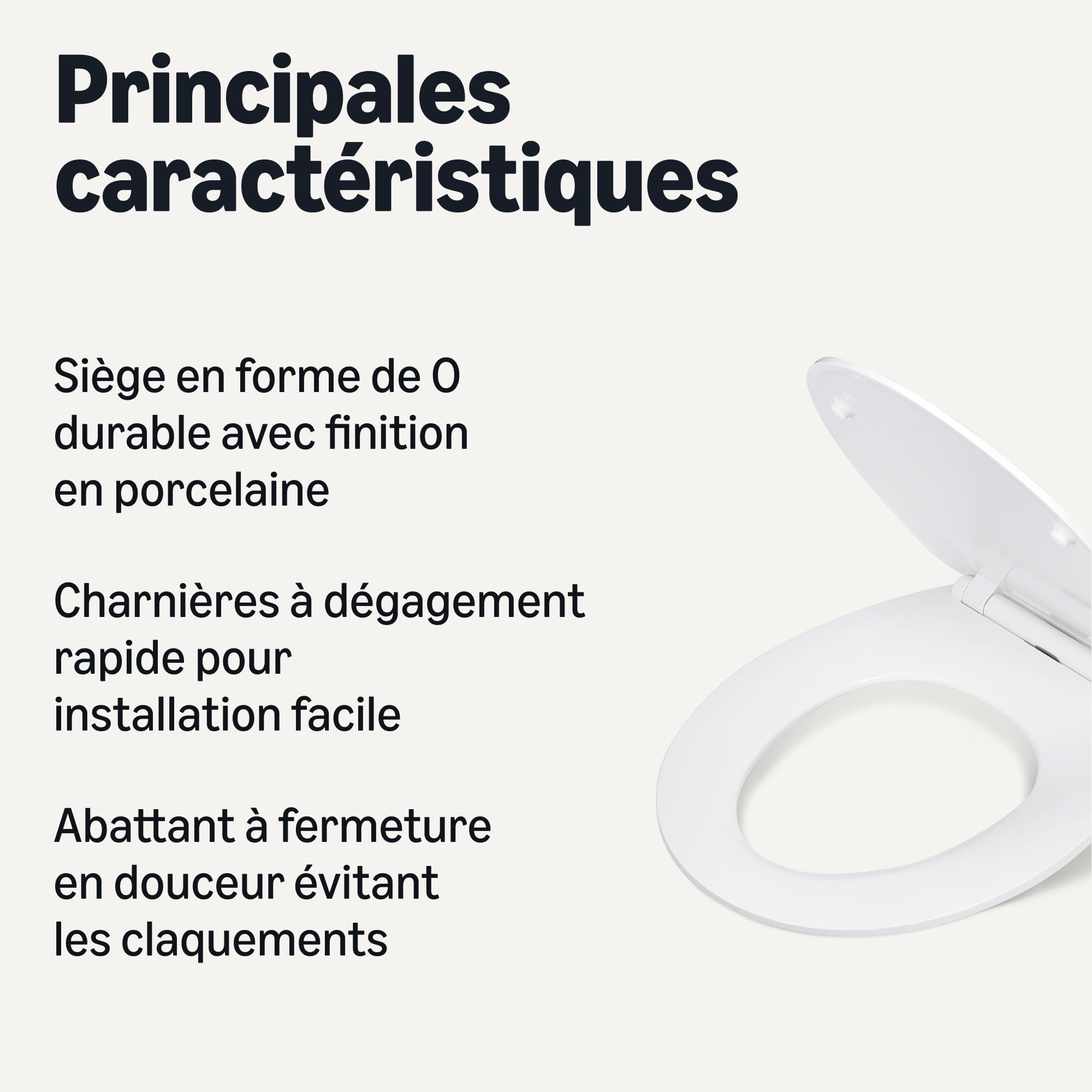 Amazon Basics Siège WC Ovale, Fermeture en Douceur, Charnières à Déclipsage Rapide, Taille Universelle, Urée Antistatique, Finition Porcelaine, Blanc