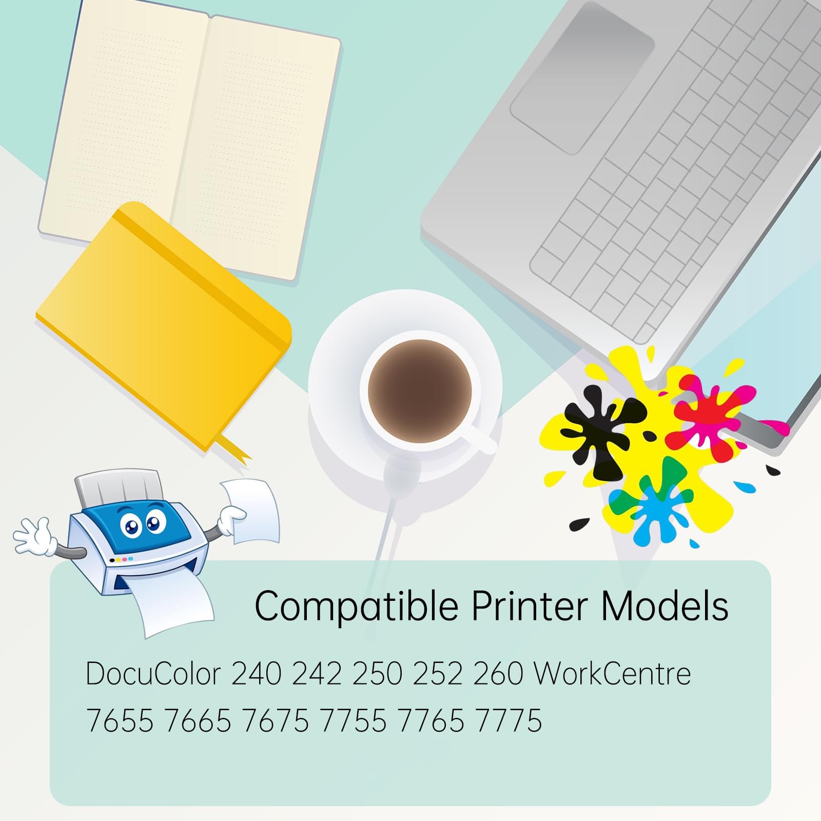 DC250 Developer Unit Compatible with Xerox DocuColor 240 242 250 252 260 WorkCentre 7655 7665 7675 7755 7765 Printers (1 Pack Cyan)