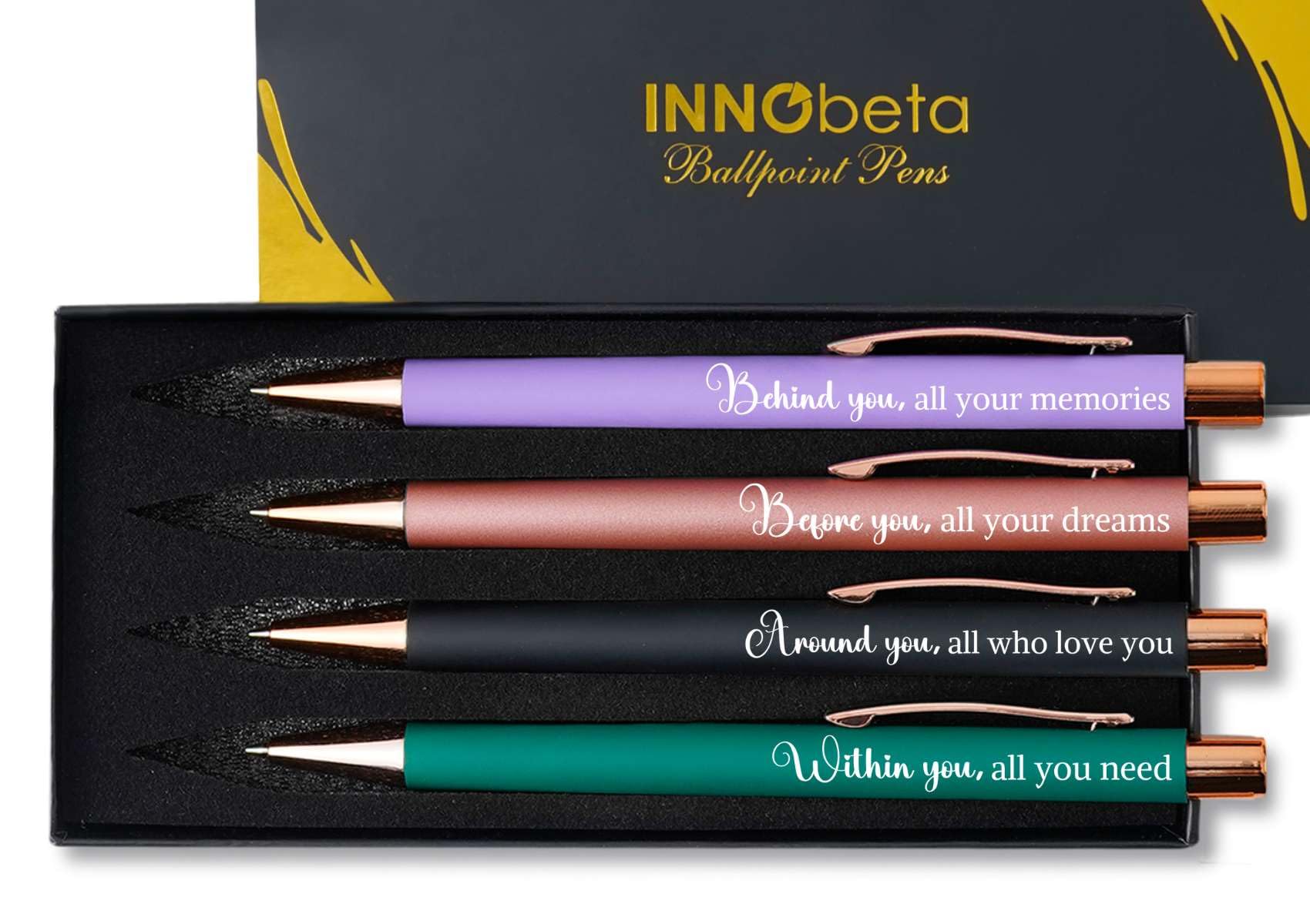 INNObeta Graduation Gifts Ballpoint Pen Set of 4, Funny Inspirational Pen, Office Tools for Graduation - Behing