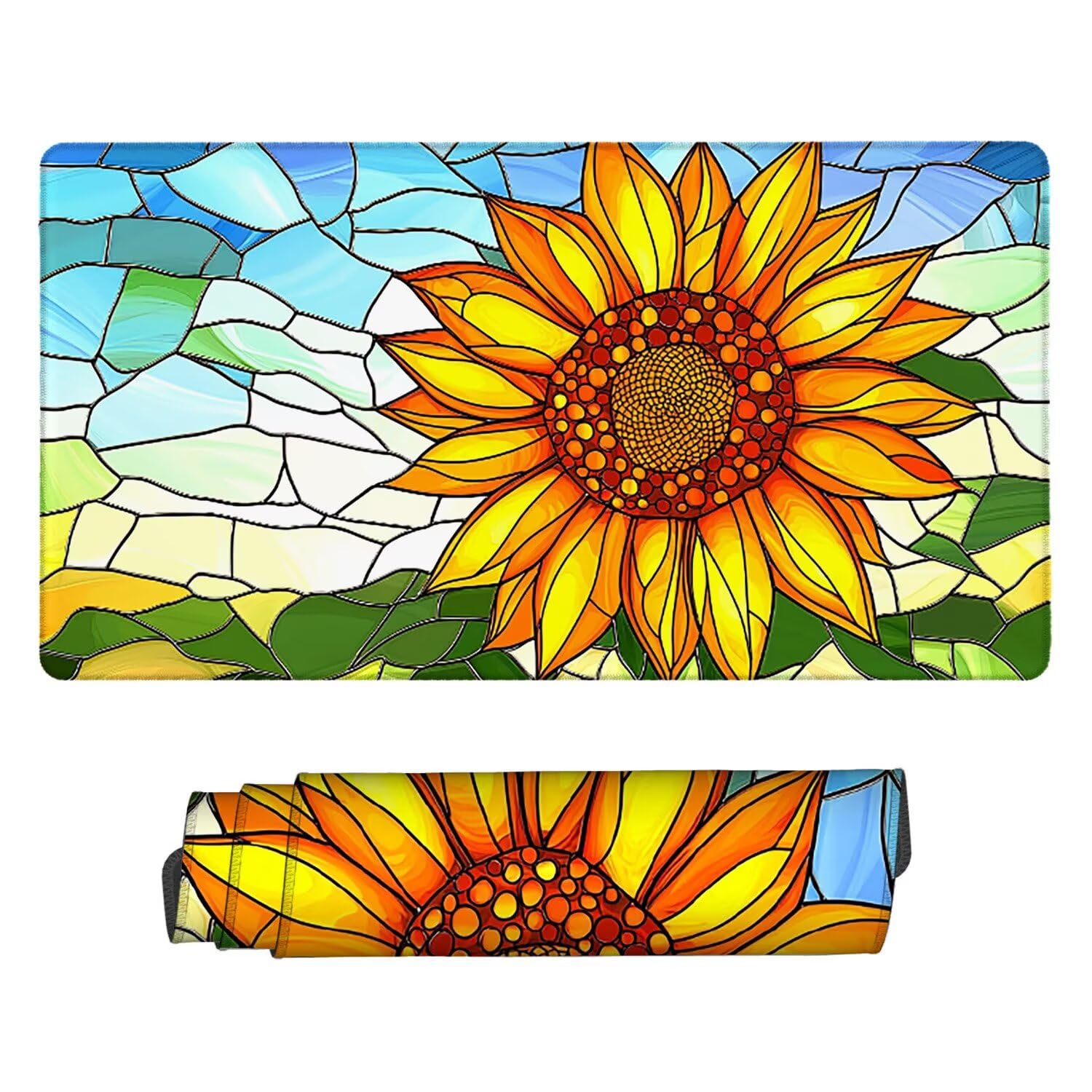 Podkładka pod mysz do gier XXL Mousepad 1000 x 500 mm, duża podkładka pod biurko z antypoślizgową gumową podstawą do gier, komputera, poprawia precyzję i szybkość (słonecznik) X-893