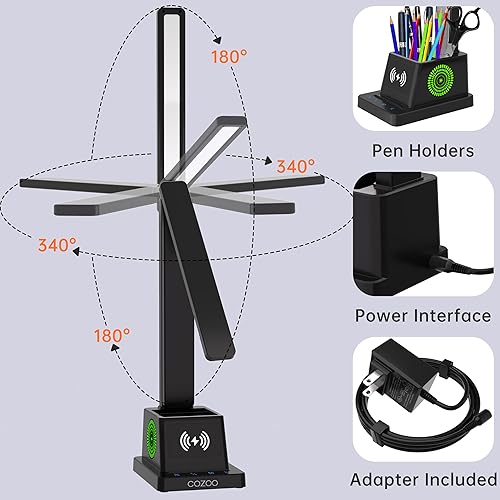 Miniatura 5 de cozoo Lámpara de escritorio, lámparas de escritorio LED para oficina en casa, cargador inalámbrico pequeña lámpara de escritorio con soporte para