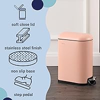 Vista 58 de happimess HPM1009C Roland Mini 2.6-Gallon Step-Open Trash Can with Soft-Close Lid, Modern, Minimalistic, Fingerprint Proof for Home, Kitchen, White