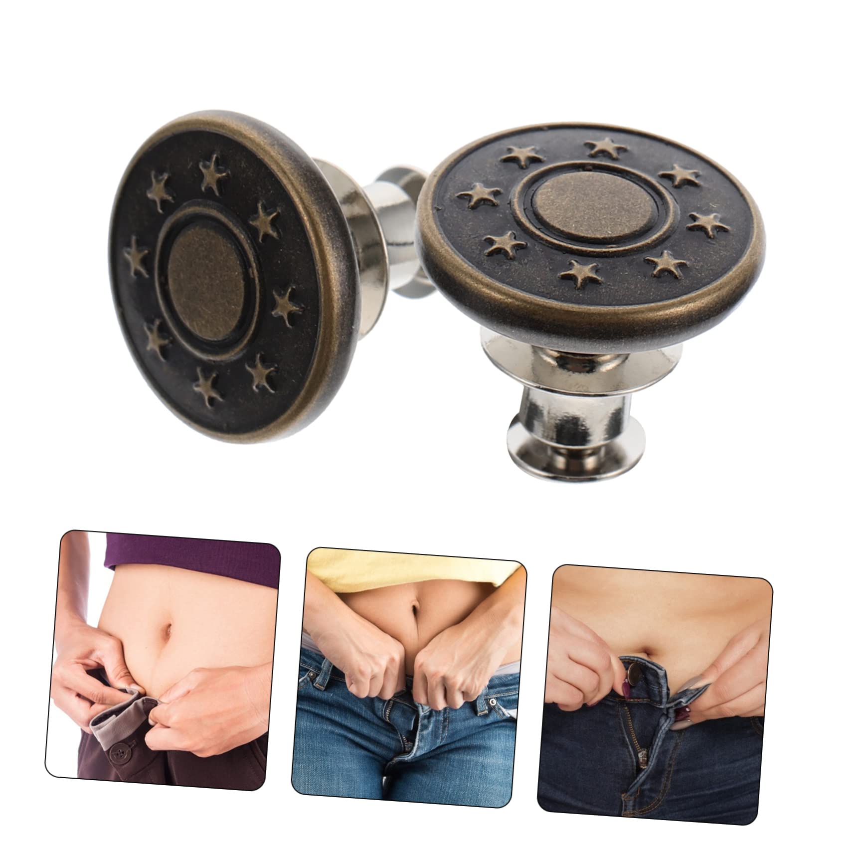 SHINEOFI 3 Set Bottoni in Metallo Per Vita Bottoni Jeans Stile Vintage Regolabili Per Pantaloni Jeans 20 Pezzi * 3