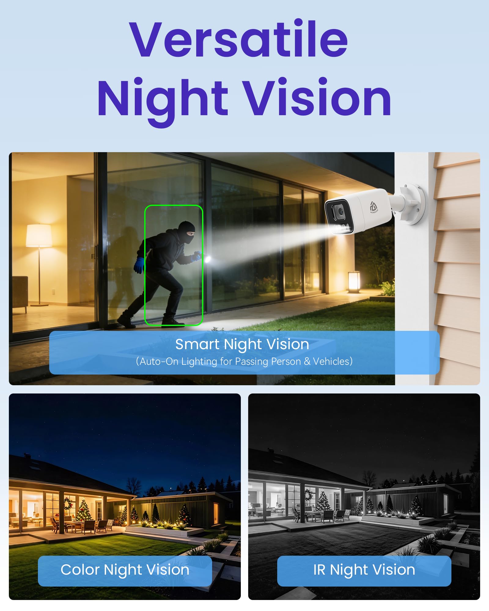 4K Kit Cámaras de Vigilancia PoE, 4X 8MP Cámaras IP Exterior Visión Nocturna a Color, 8CH NVR 2TB HDD Grabación 24/7, Detección Persona/Vehículo, Audio Bidireccional, IP66