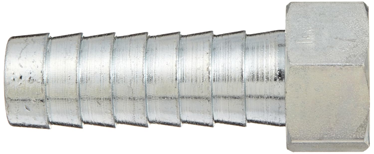 Dixon SLS848 Plated Steel Hose Fitting, Long Shank Coupling, 1" NPSM Female x 1" Hose ID Barbed