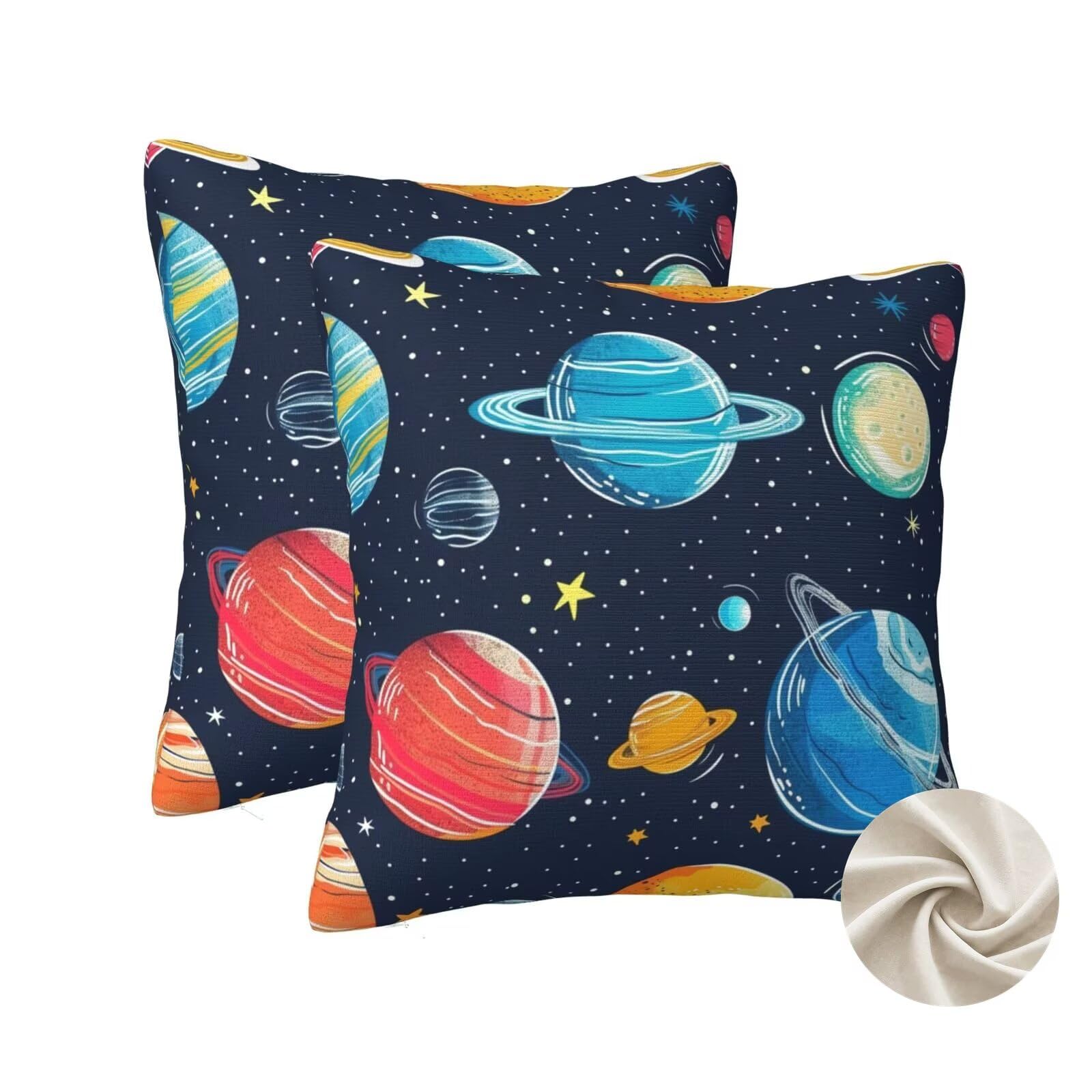 Housses de coussin 70x70 cm lot de 2 motif espace pour canapé de salon