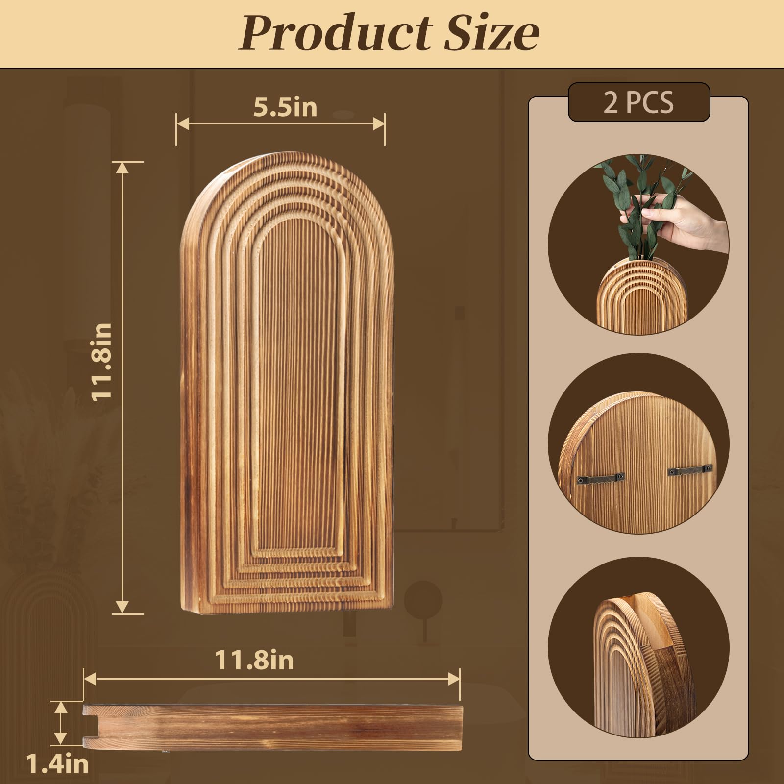 Wand-Pflanzgefäß für Zimmerpflanzen 2er Set (Braun)