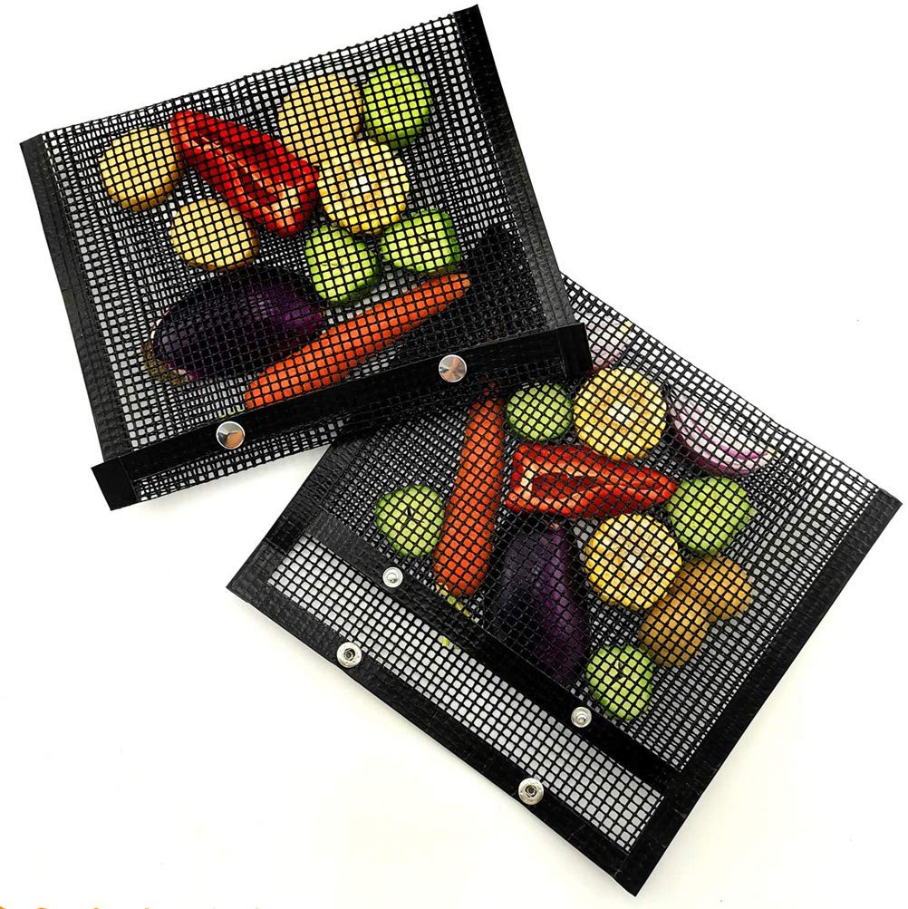 MDINCMDINC BBQ Grill Mesh Bag Set, Premium Non Stick Mesh Bags For BBQ Grill PTFE Toaster Oven Bags Barbecue Pockets Sheets, 2 Pack, Color in random