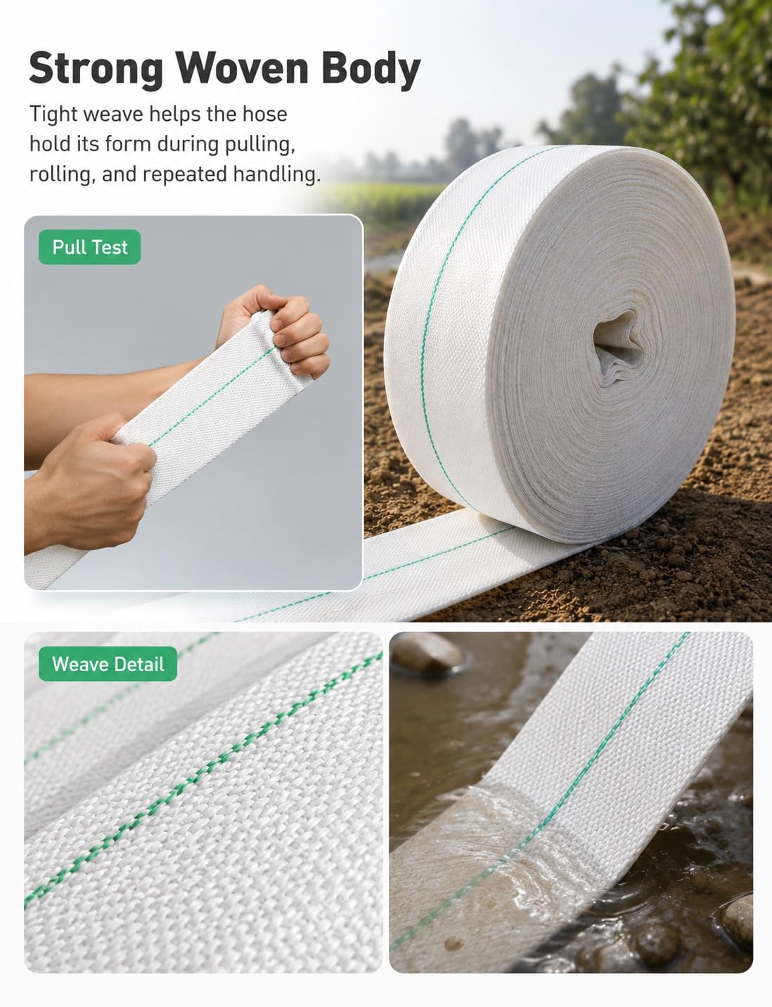 Manguera contra incendios plana, manguera ignífuga para agua, tubo flexible de descarga, línea de impulsión para bomba, riego, drenaje y transferencia de agua(4 in,30 meters)