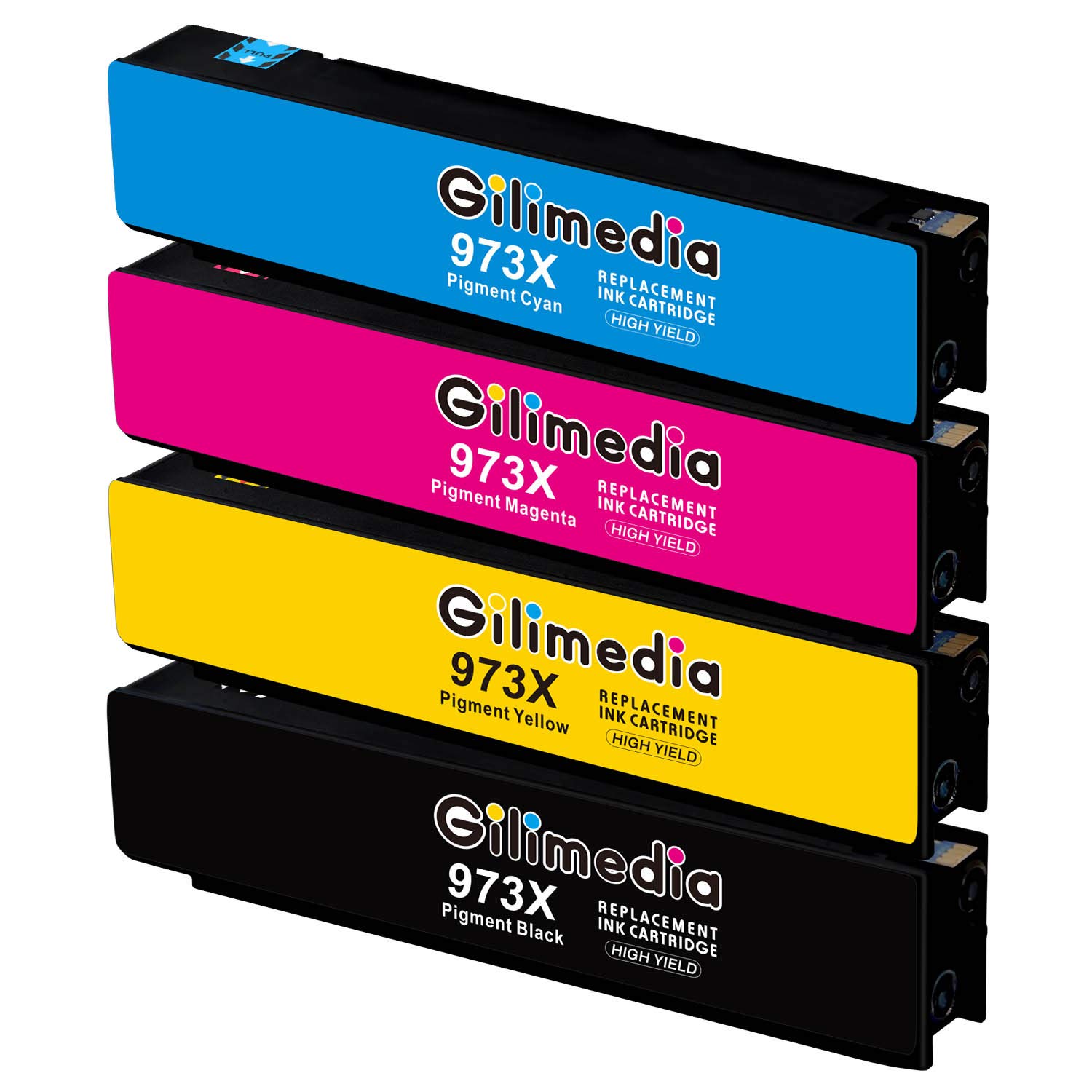 Gilimedia 973X Ink Cartridges New Chip for HP 973X 973 X Ink for HP PageWide Pro 477dw 452dw 552dw 452dwt 477dn 477dwt 577dw 577z P55250dw MFP P57750dw Printer Black Cyan Magenta Yellow,4 Pack