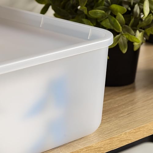 Miniatura 8 de IRIS Cesta de almacenamiento modular de plástico mediana con tapa, paquete de 4, apilable, para cocina, baño, dormitorio, armario, habitación de los