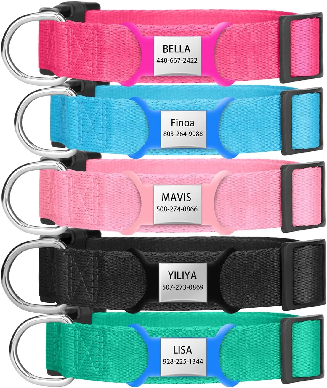 Custom Dog Collar with Slide tag,Personalized Nylon Collar