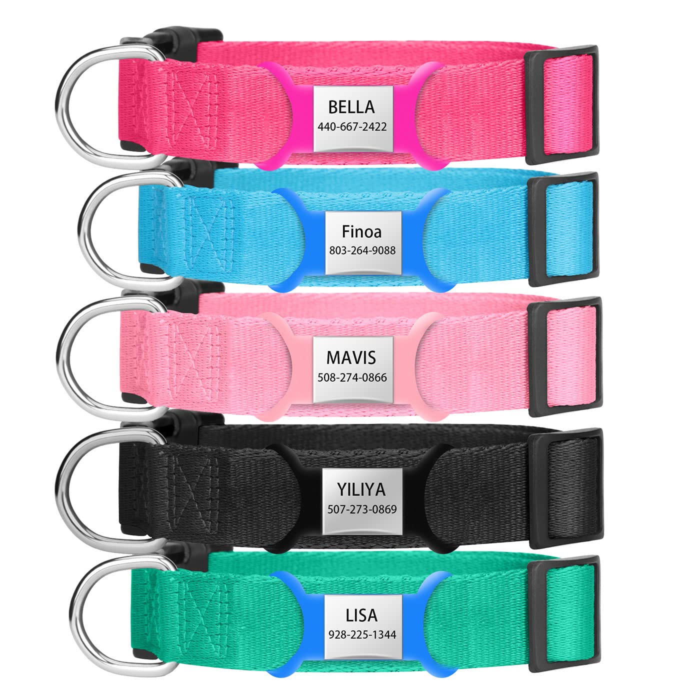 Collar de identificación personalizado para perro, collar de nailon duradero con placa de identificación deslizante para perros pequeños, medianos y grandes