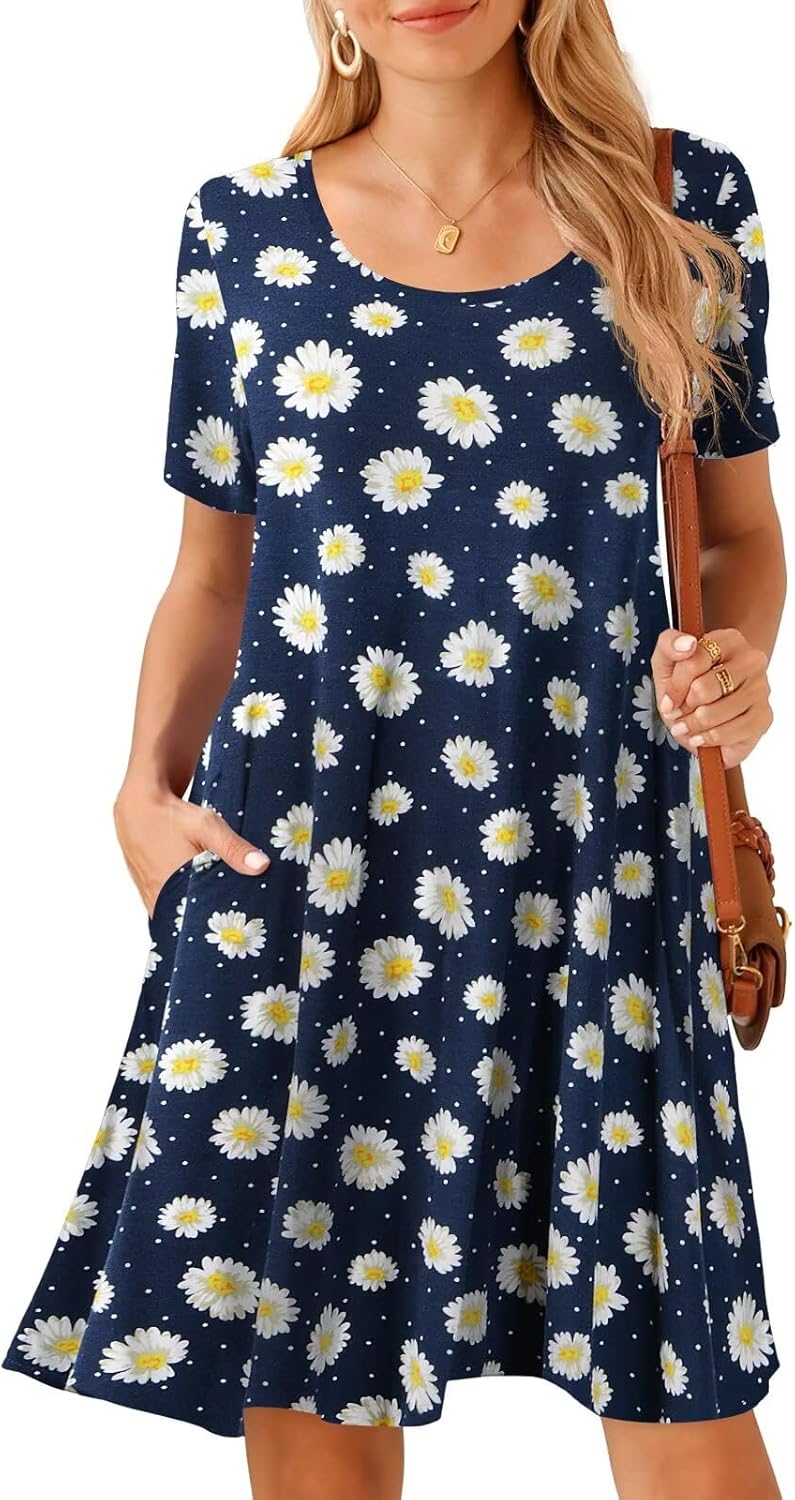 BELAROI Womens Plus Size Casual Dresses Summer Tshirt Dress Swing Short Sleeve Vacation Beach Coverup