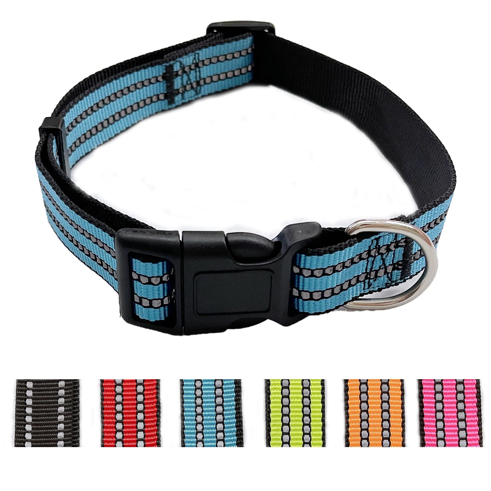 Lalka Aniola Reflective Dog Collars in 6 Colors Breathable Nylon Pet
