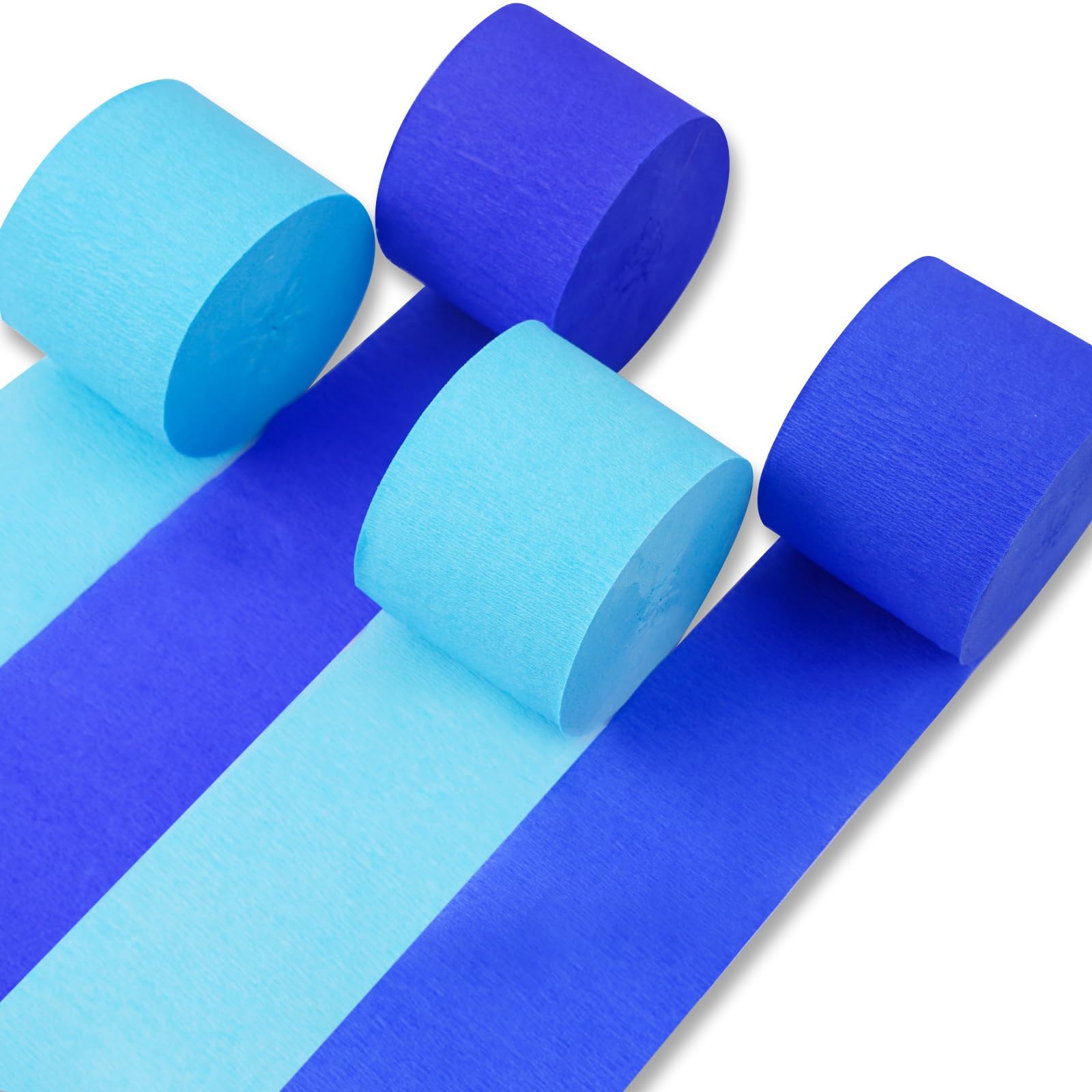 PartyWoo Crepe Paper Streamers 4 Rolls 328ft, Pack of Crepe Paper Royal Blue and Light Blue Streamers Party Decorations, Crepe Paper for Birthday