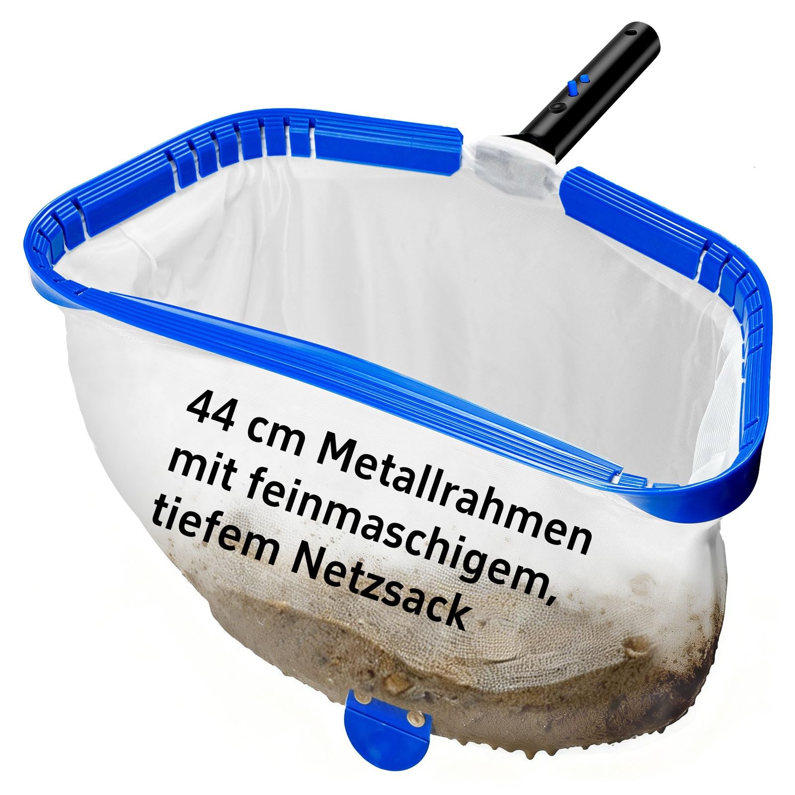 17.5" (44 cm) Recoge Hojas para Piscina – Red de Limpieza con Malla Fina y Marco Aluminio, Ideal para Algas y Estanque, Compatible con Todas Las Barras Telescópicas (Mango No Incluido)