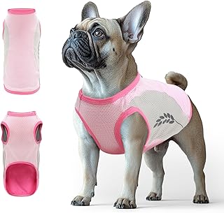 Viiotu 2 Pack Dog Cooling Vest, Lightweight Breathable Ice-Cooling T-Shirts with Reflective Strip for Small Dog Cat