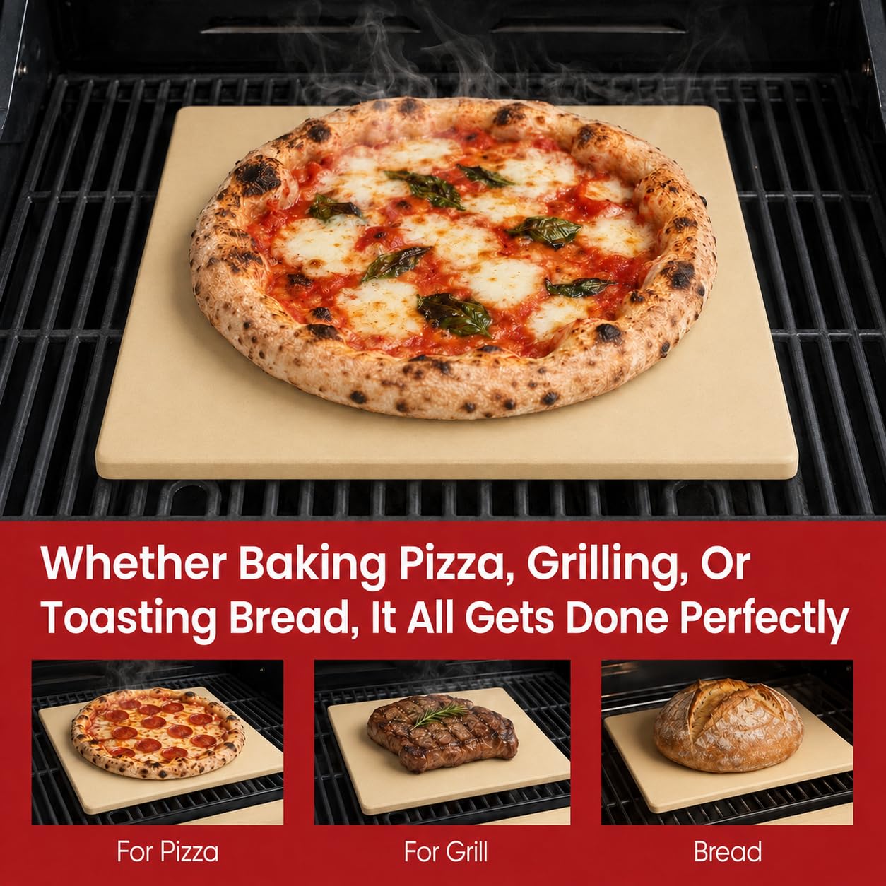 Pizzastein, 30,5 cm, robuster Cordierit-Backstein für den Innenbereich, Pizzaofen und Grill, Kochen Backstein, 450 °C, thermoschockbeständig für Brot, BBQ