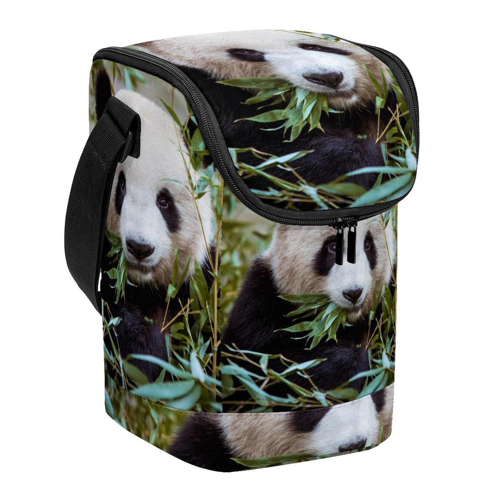Bolsa de almuerzo de panda con cremallera suave y tejido lavable duradero