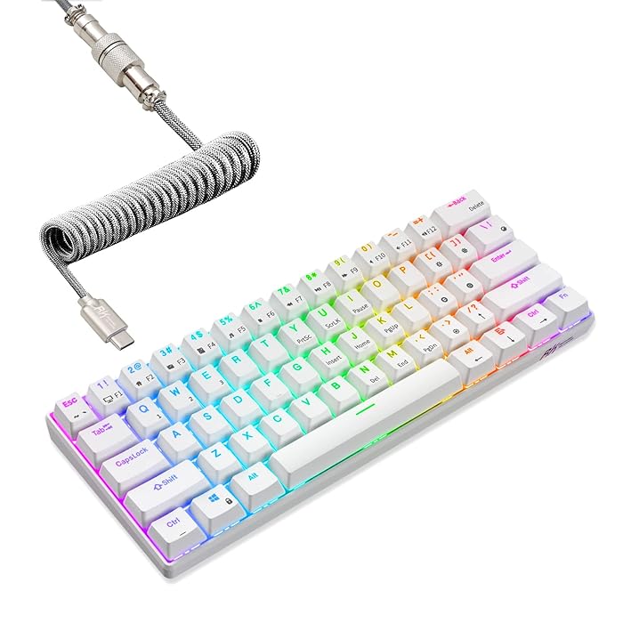 Buy RK ROYAL KLUDGE RK61 60 Mechanical Keyboard with Coiled Cable, 2.4Ghz/Bluetooth/Wired