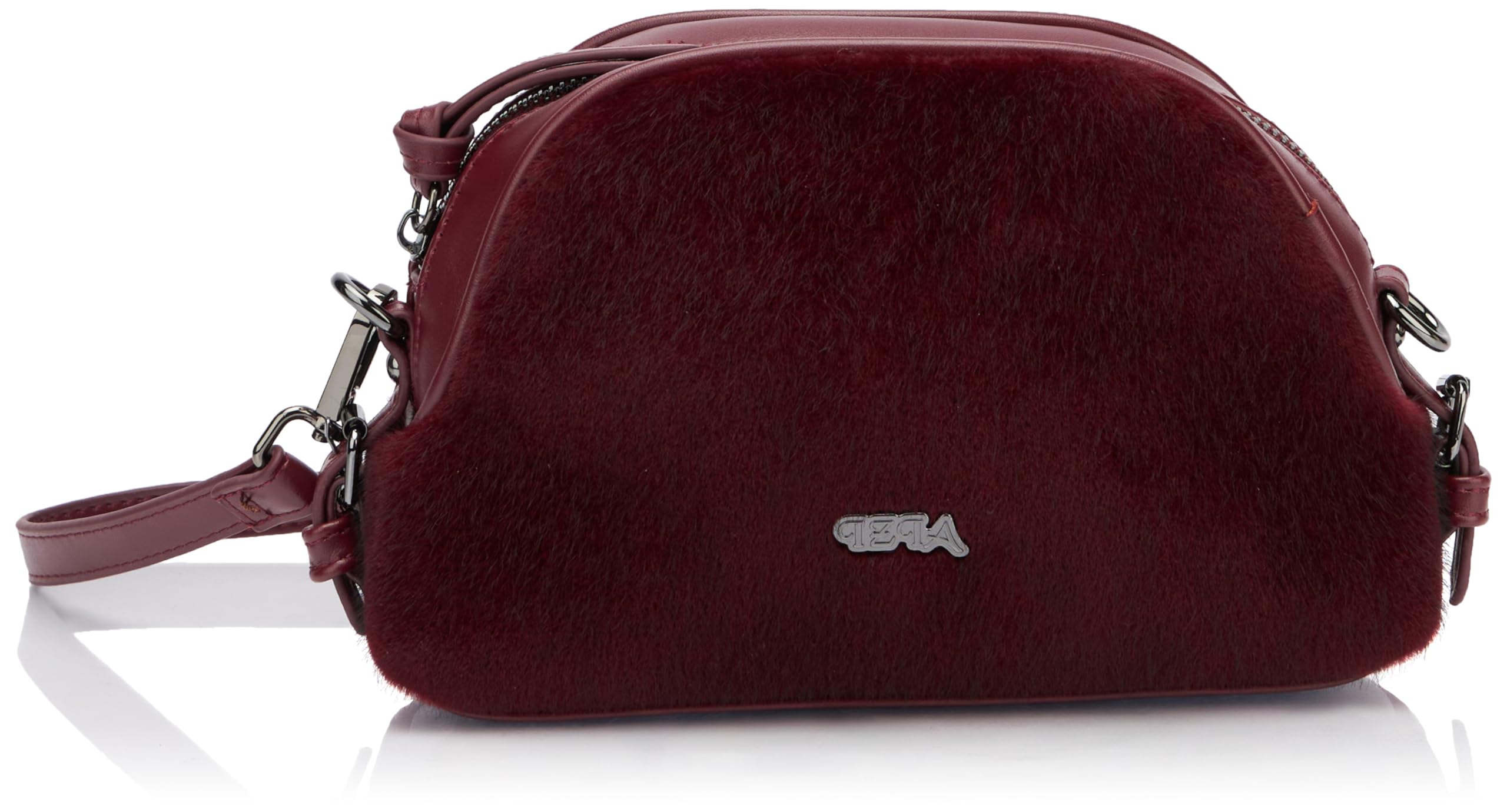 aleva Women's Bag with Faux Fur, DarkRed, One Size