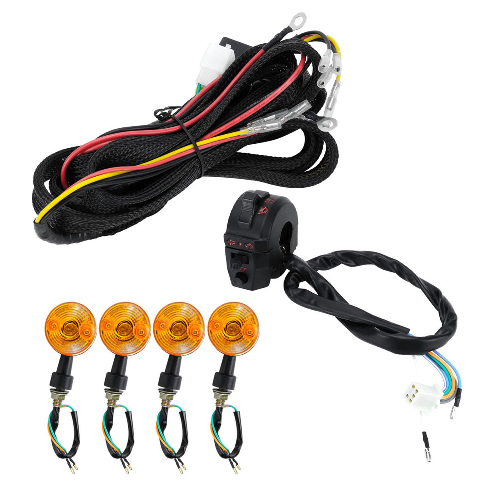 Ensemble de clignotants de moto avec câblage complet, klaxon et clignotant pour une installation simple et une utilisation durable