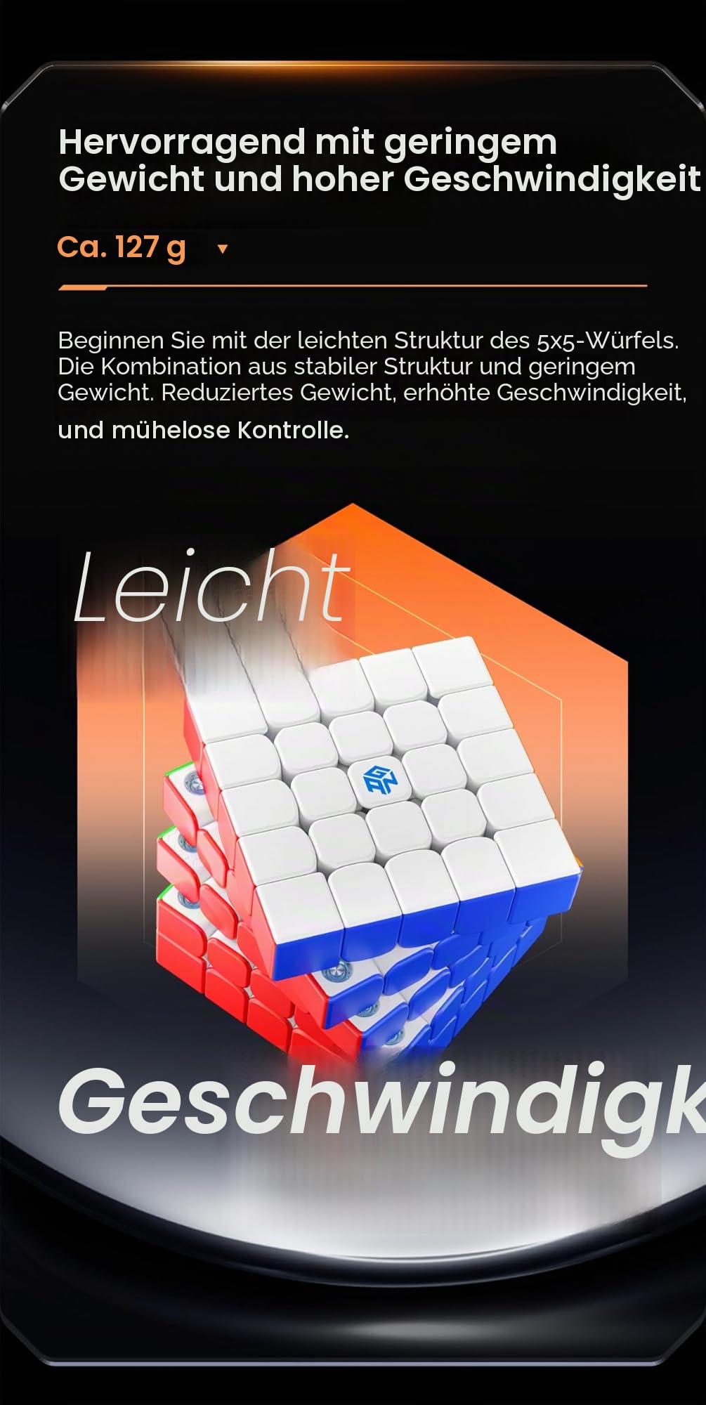 Bukefuno GAN 562 M 5x5 Cube Puzzle Magnetisch Stickerless Gan 562M 5x5x5 Speed Puzzle GAN562 M Standard Speed Cube Frosted Version
