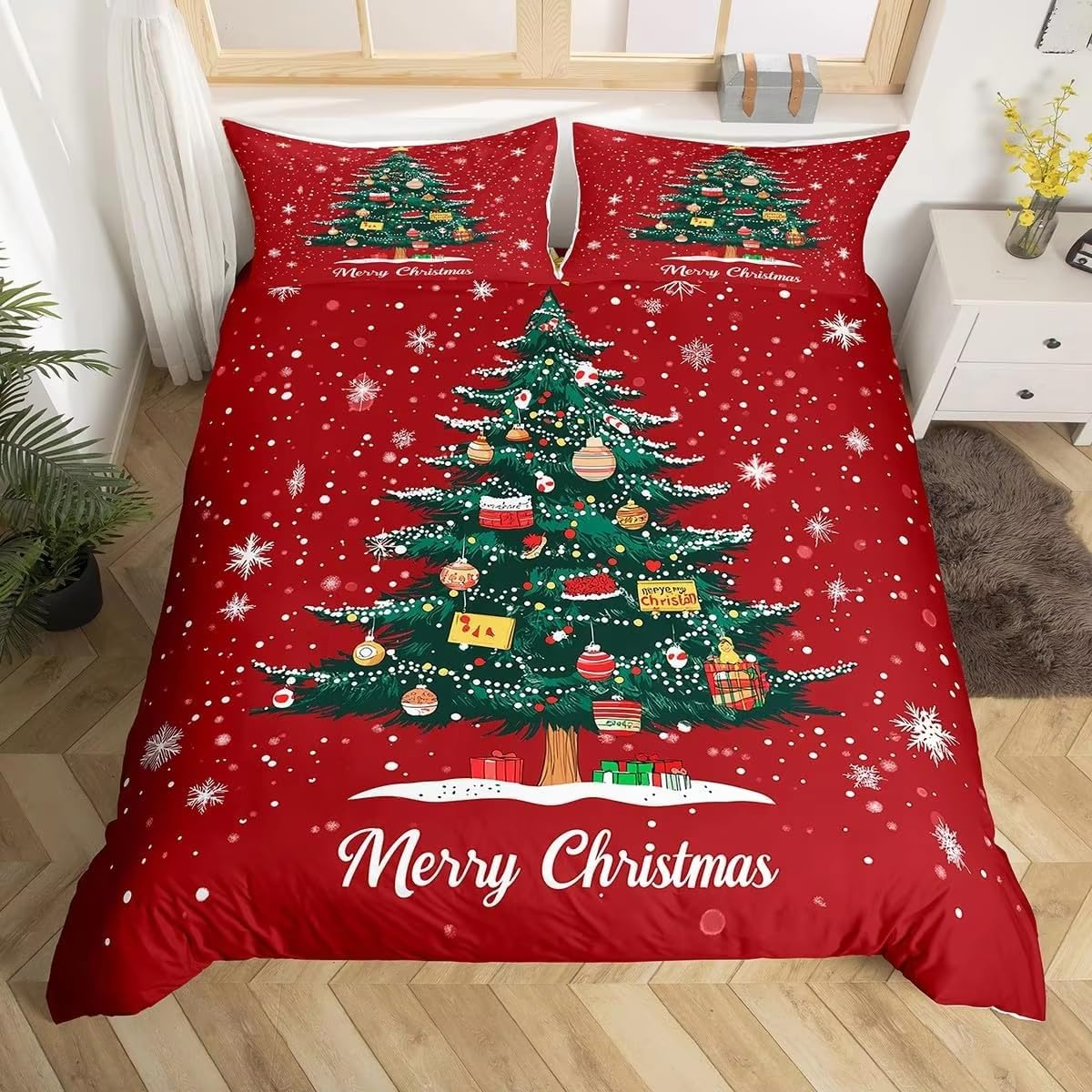 Couvre-Lit Joyeux Noël 200x200 pour réchauffer une chambre d'enfant triste