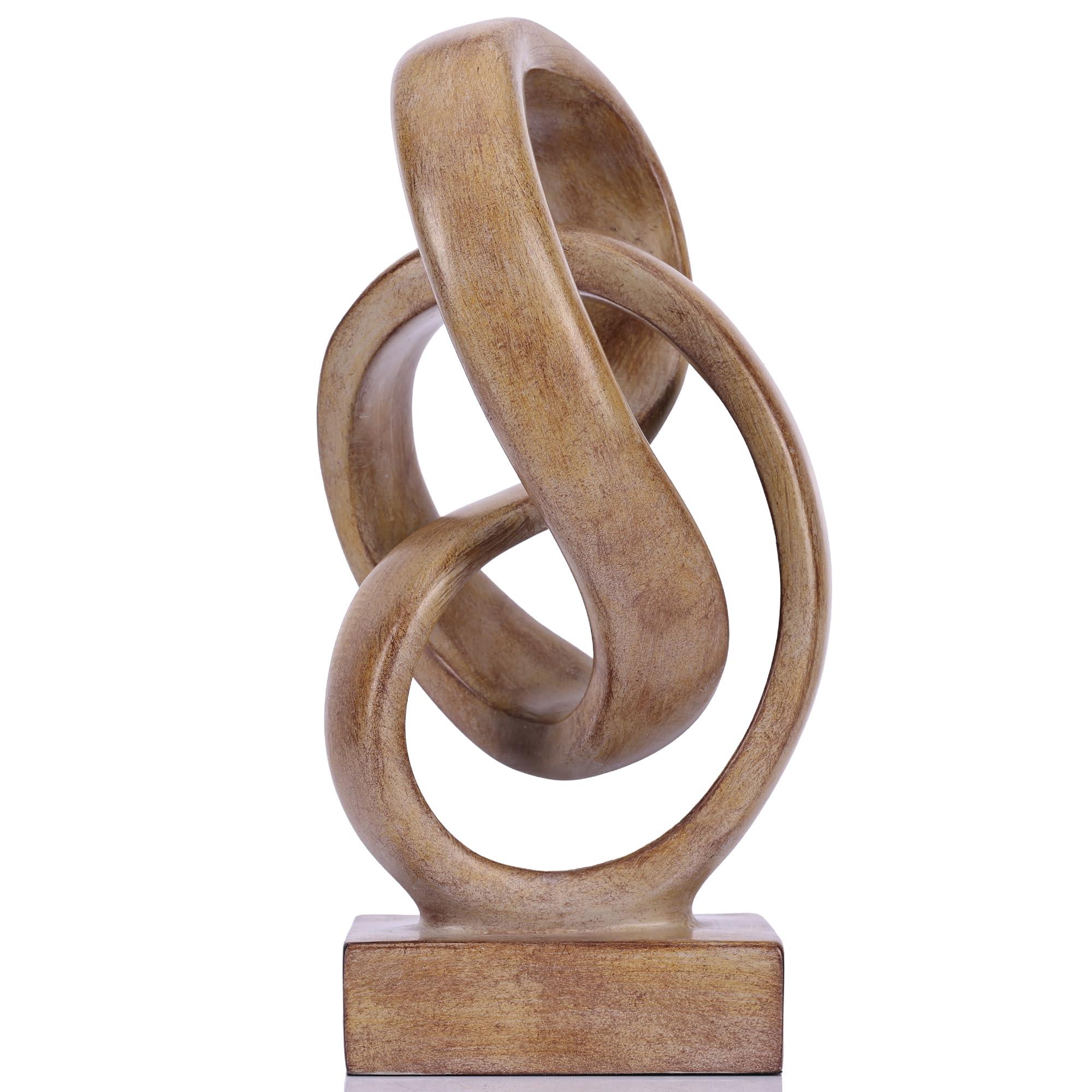 WUBIANJIE Moderne abstrakte Knotenskulptur, künstlerisch von Mobius inspirierte Harzdekoration, elegante Dekoration für Zuhause und Büro, Holzfarbe