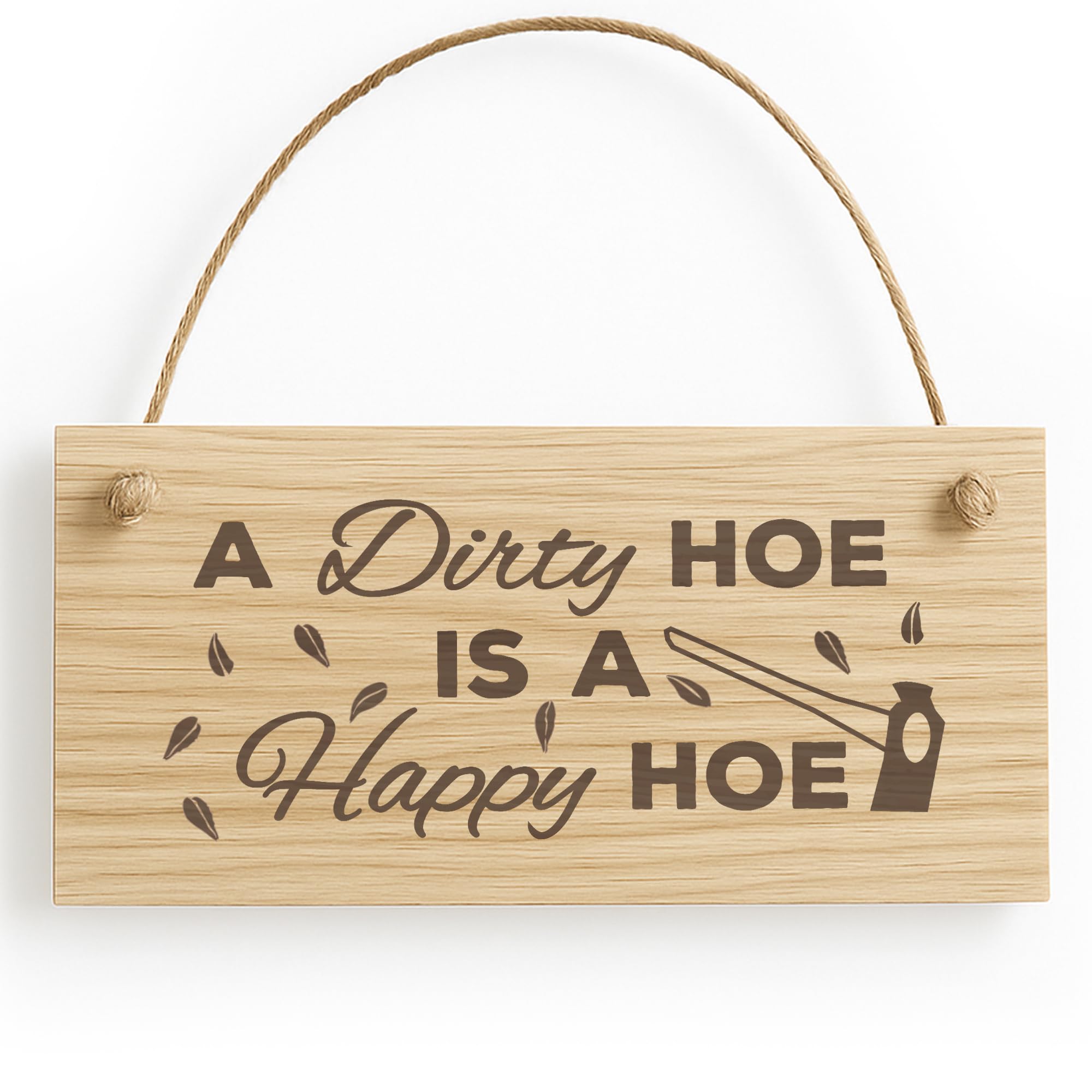 Red Ocean A Dirty Hoe Is a Happy Hoe Wooden Sign 200 x 100 mm | Funny Garden Plaque | Humorous Allotment or Shed Gift for Gardeners | Wood