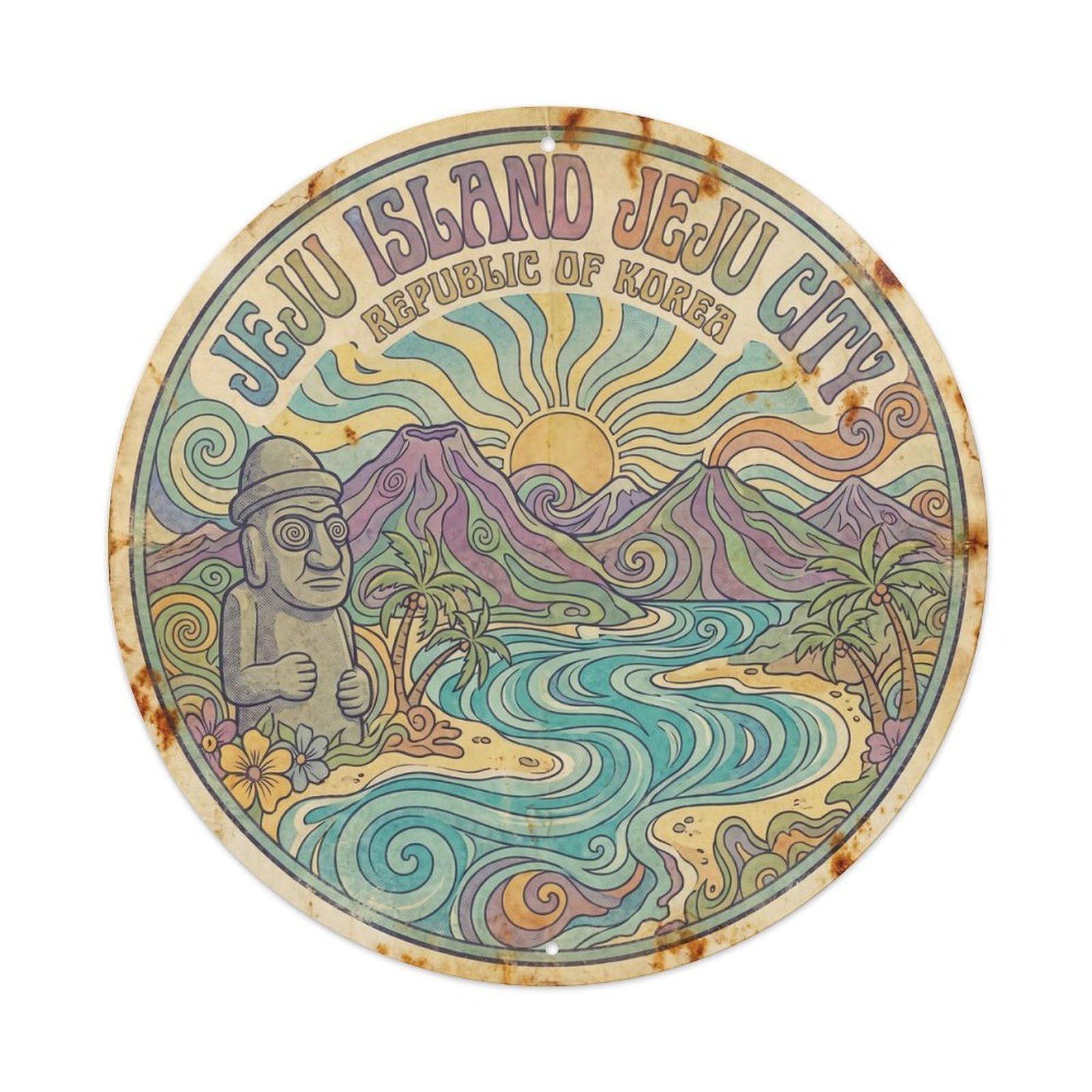 Jeju Island City Seaside East Asia Travel Metal Tin Sign