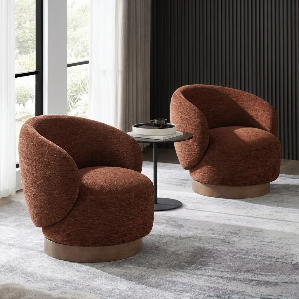 Photo 1 of KISLOT Swivel Barrel Accent Chair - Red (2-Pack)