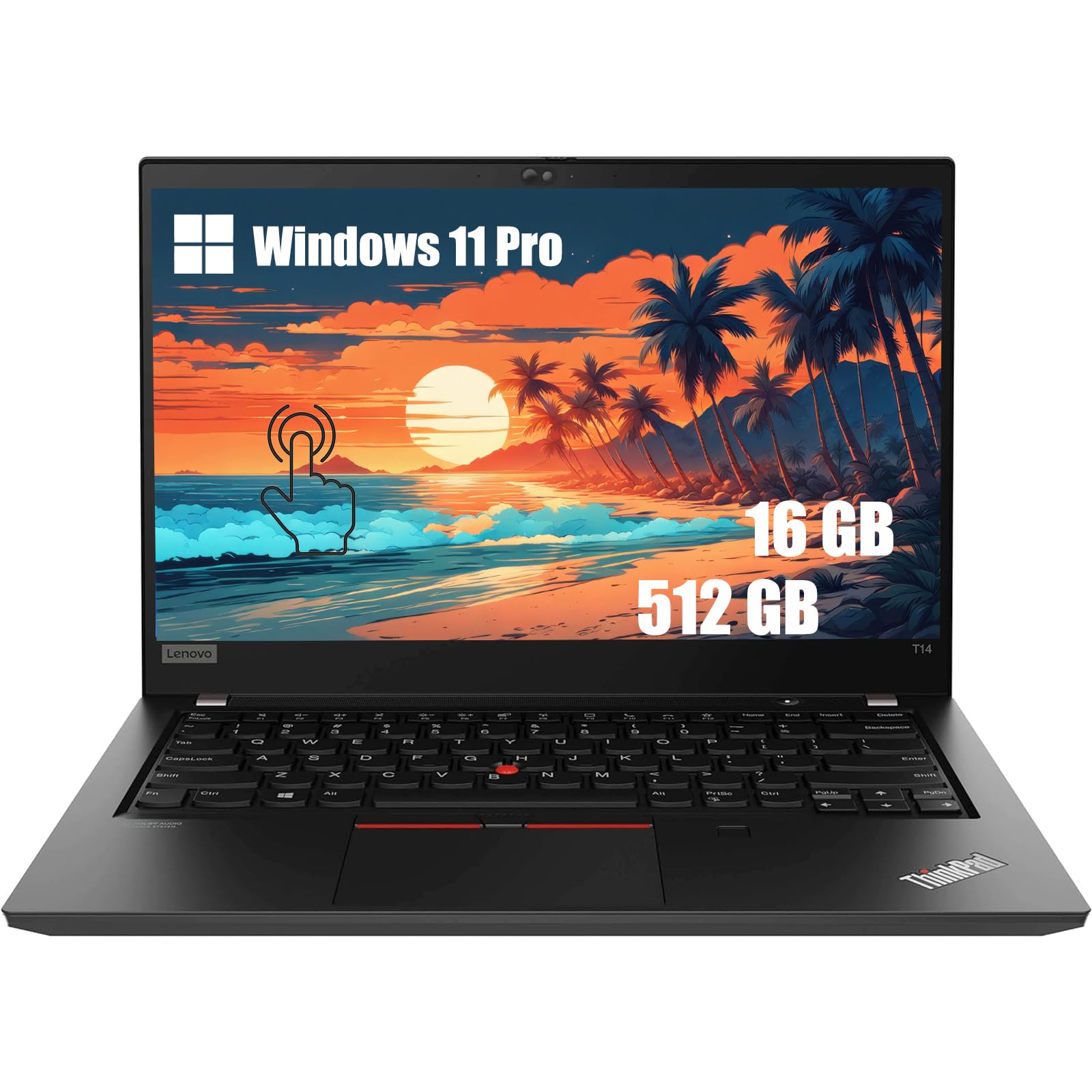 Lenovo Thinkpad T14 (Gen 1) ekran dotykowy laptop, 14" FHD Business Notebook, Intel Core i5-10210U, 16 GB DDR4 RAM, 512 GB SSD, Windows 11 Pro (odnowiony)