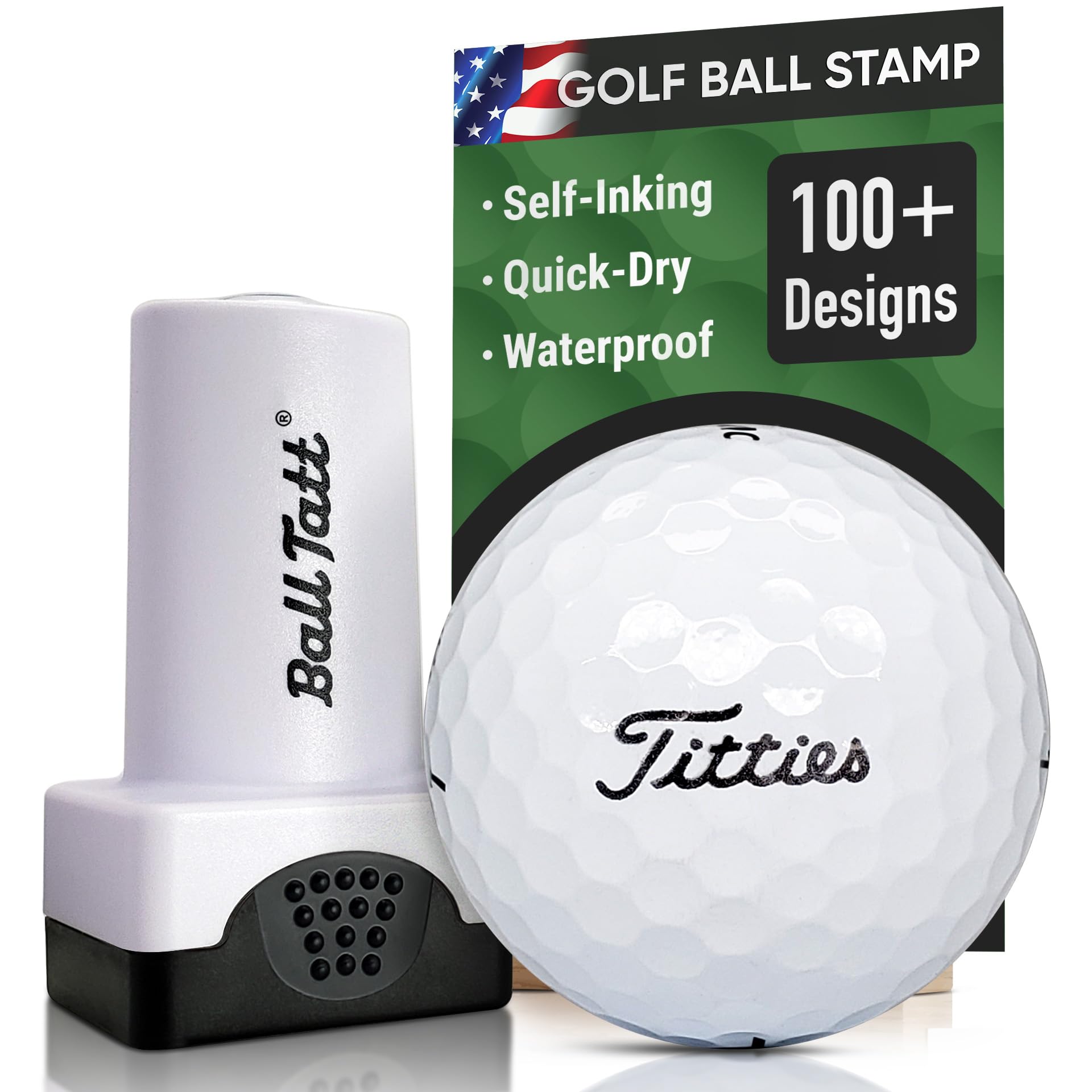 Ball Tatt - Golf Ball Stamp, Golf Ball Stamper, Self-Inking Golf Ball Stamp Markers, Reusable Golf Ball Marking Tool to Identify Golf Balls, Golfer Gift Golfing Accessories (Titties) โ image 1