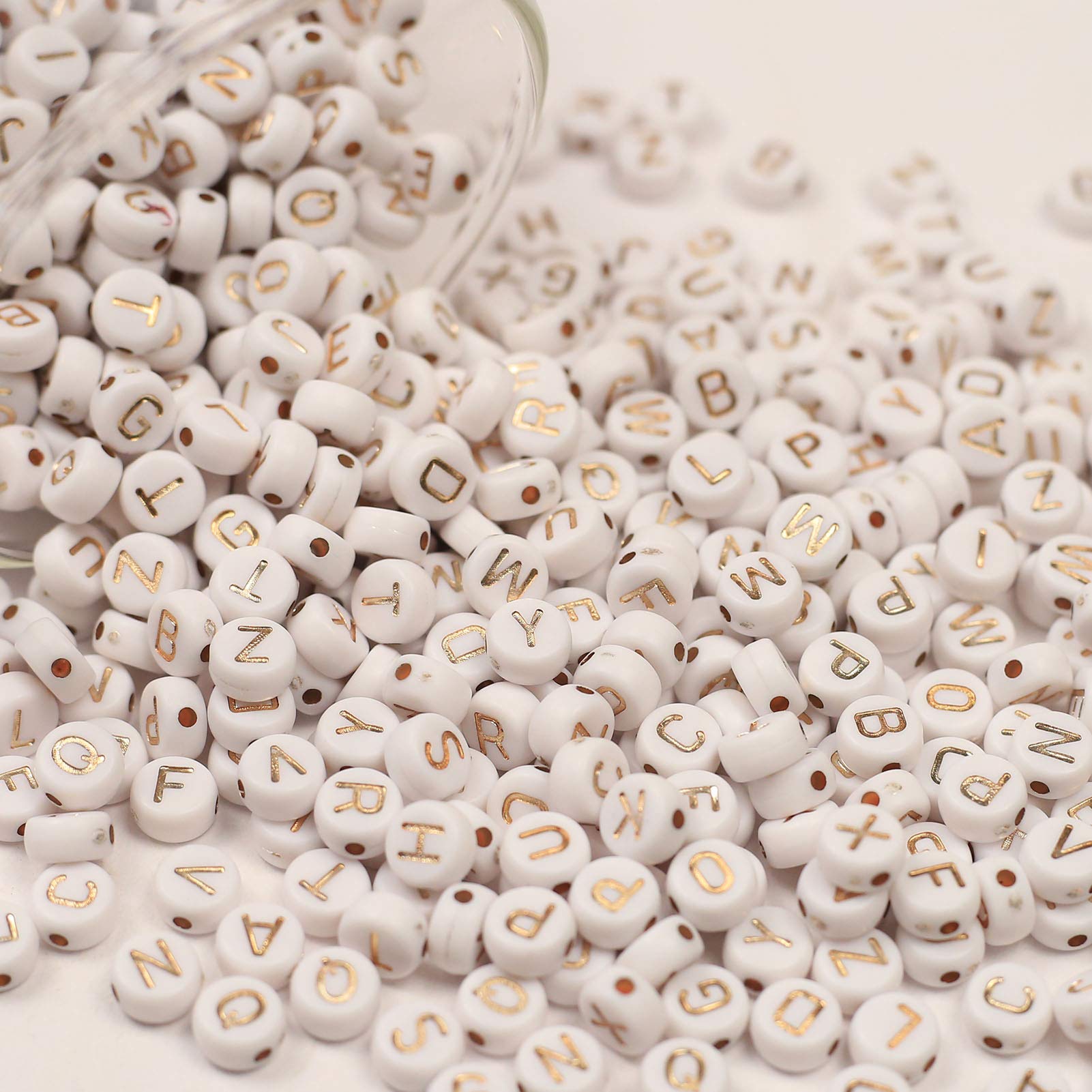 ToBeITLetter Beads Approx. 1000 Pieces (Rose Gold + White) Acrylic Round CRAFT_BEAD