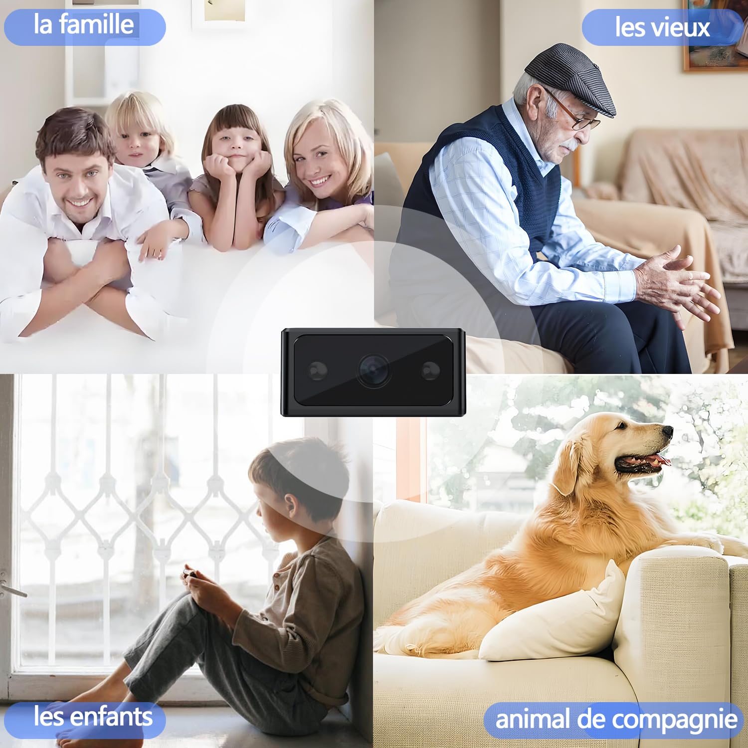 Caméra de surveillance intérieure/extérieure-Caméra cachée-Caméra HD 1080P, caméra mini-Convient pour le domicile,le bureau,la surveillance des animaux de compagnie et des enfants (sans WiFi)