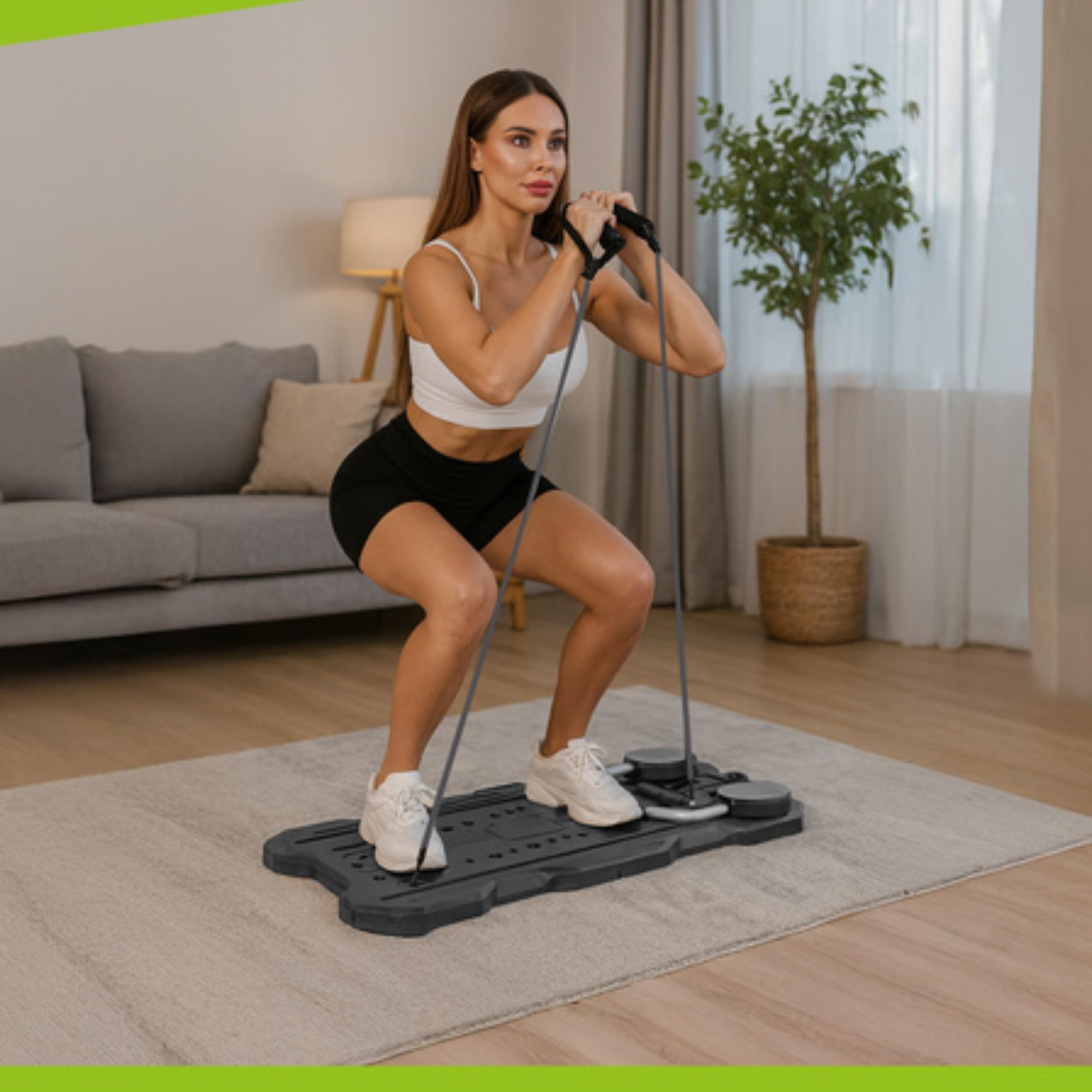 PARENCE.- Planche de Pilates multifonctionnelle avec Compteur LCD – Appareil d’entraînement Pliable 115x47 cm – renforcement Musculaire Complet à Domicile – avec poignées, Sangles et Tapis
